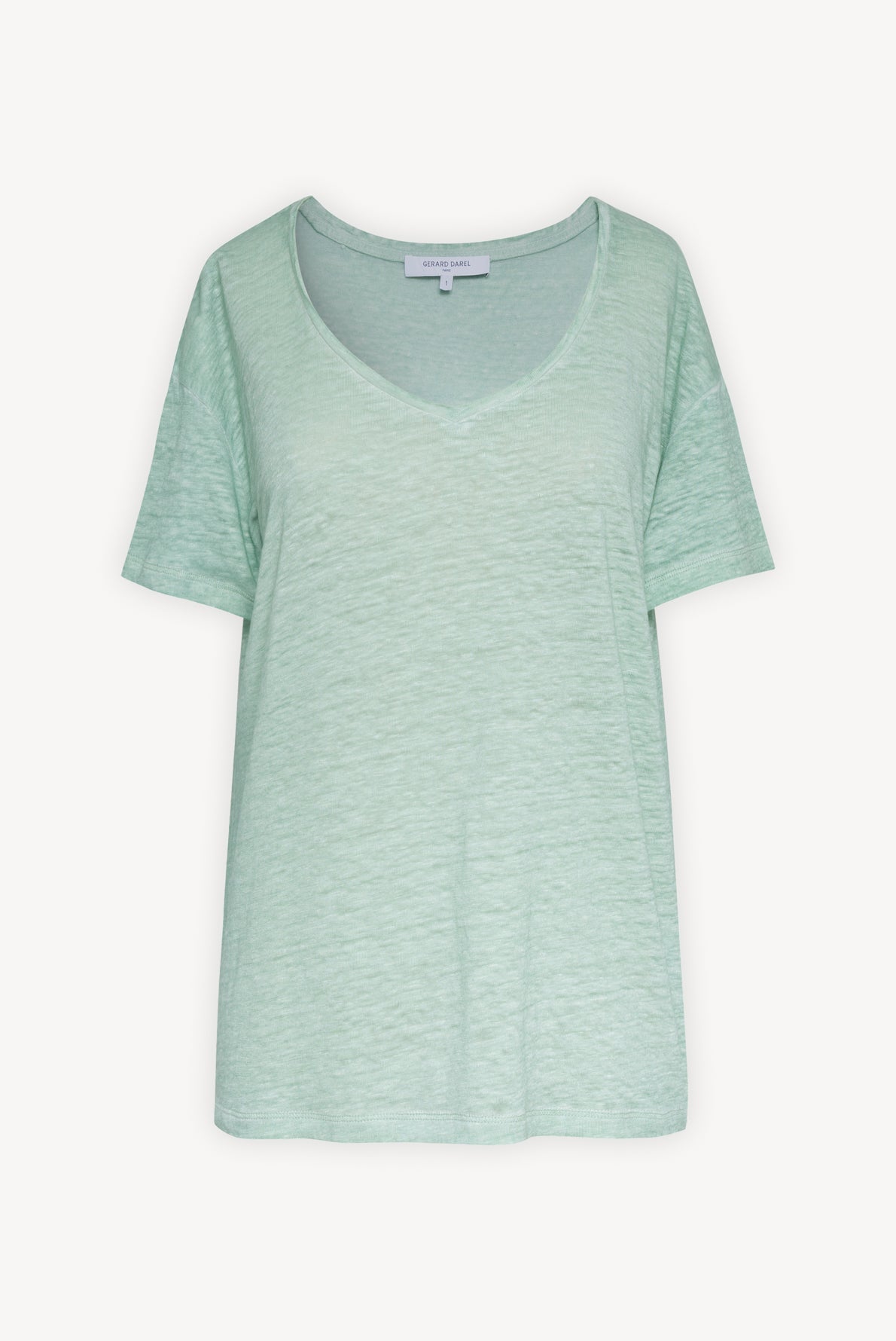 JANELA - Tee-shirt V en lin Faume - seconde main