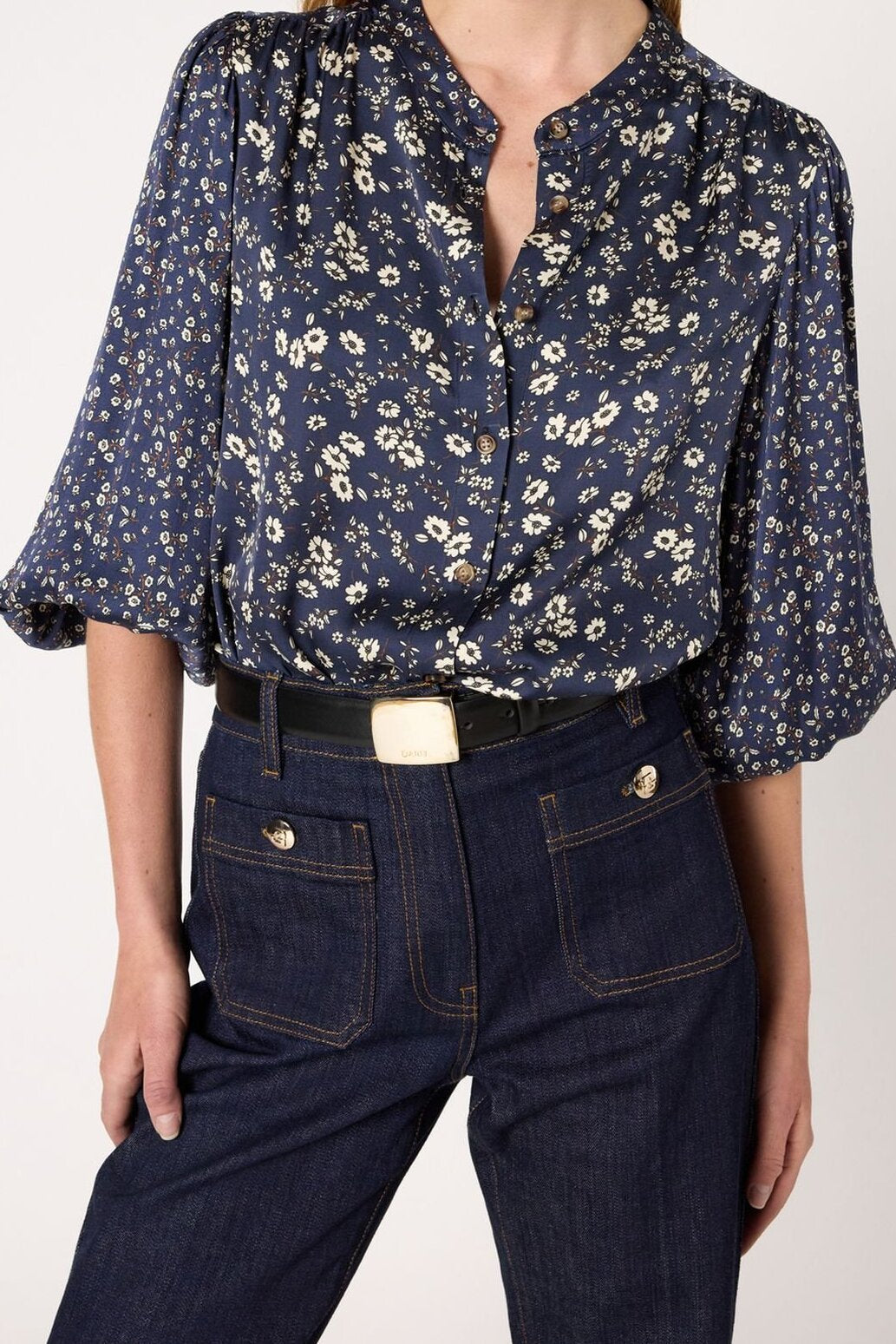 Chemise à fleurs en satin - ANAELLE Faume - seconde main