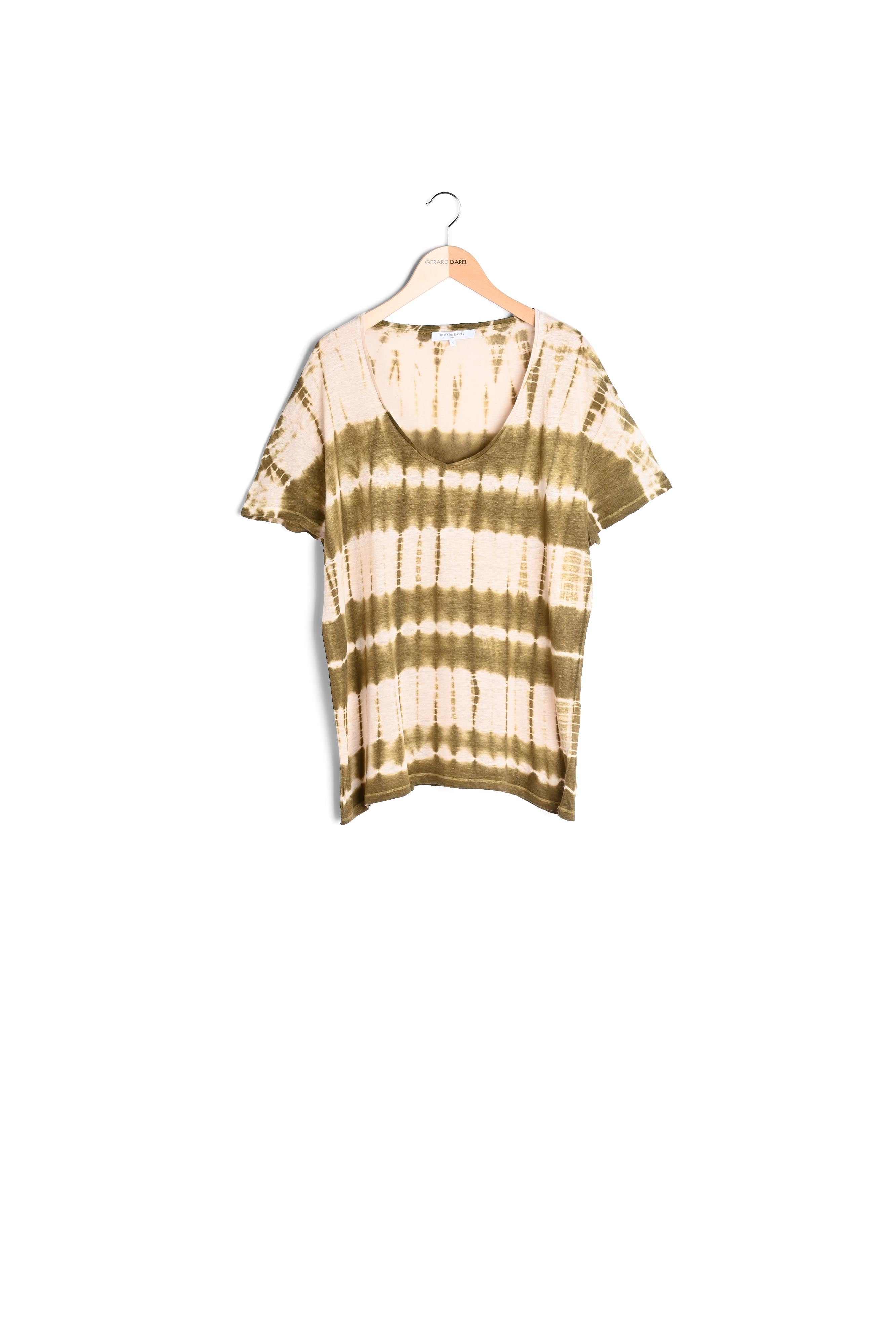 JACKSON - Tee-shirt en lin à imprimé façon Tie and Dye Faume - seconde main