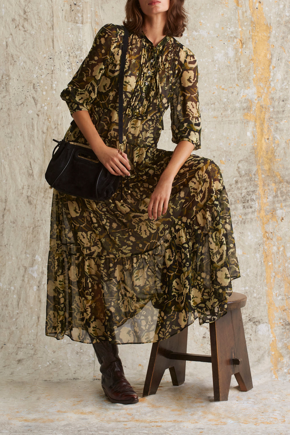 Robe bohème en mousseline à motif Ikat - ADA Faume - seconde main