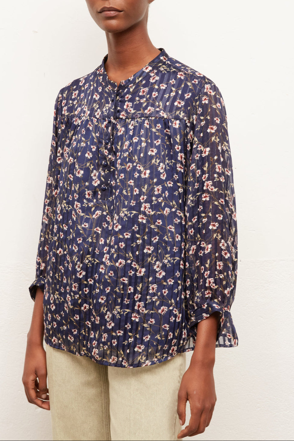 NILLA - Blouse façon mousseline avec Lurex Faume - seconde main