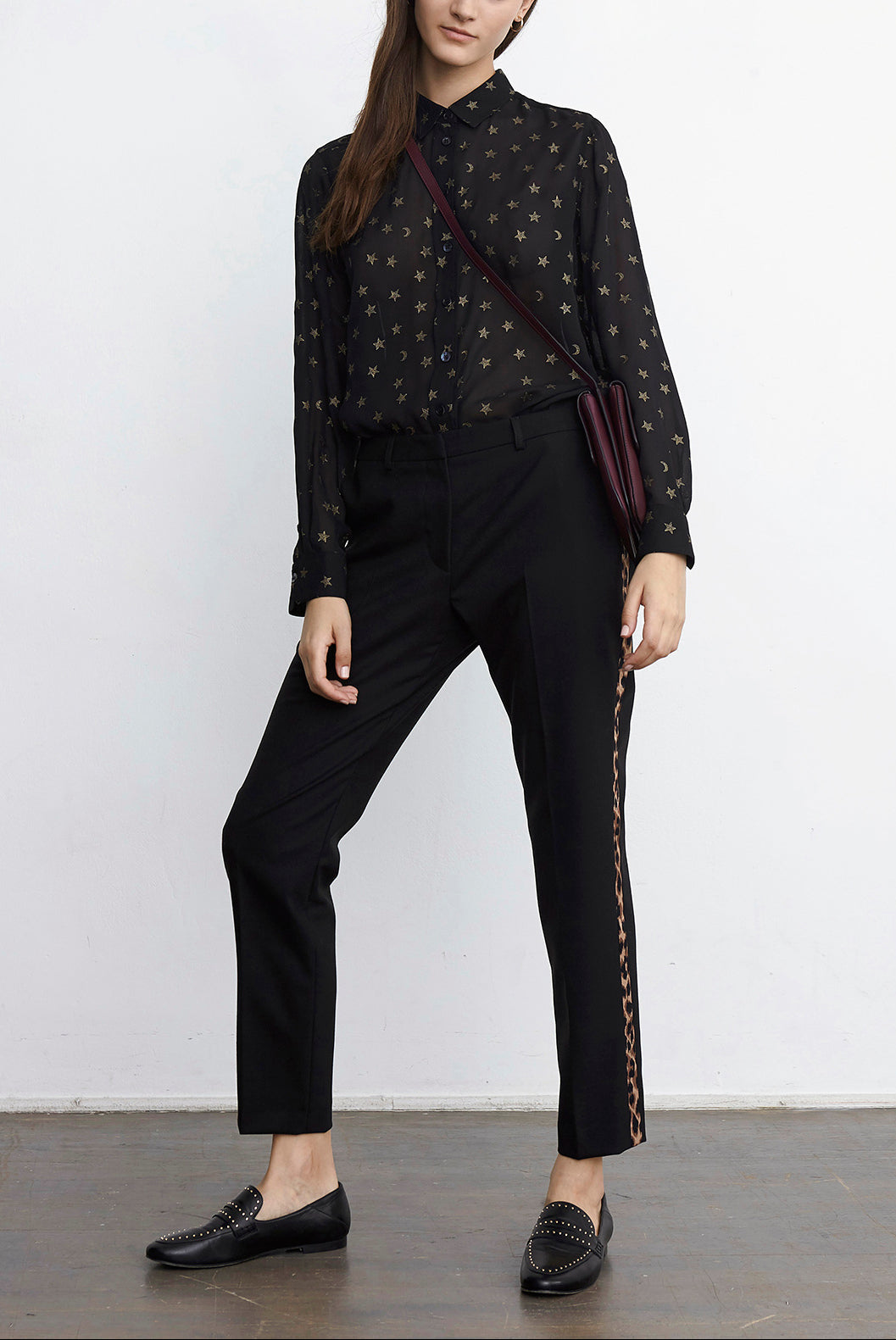 LOX - Pantalon droit 7/8 bandes léopard Faume - seconde main