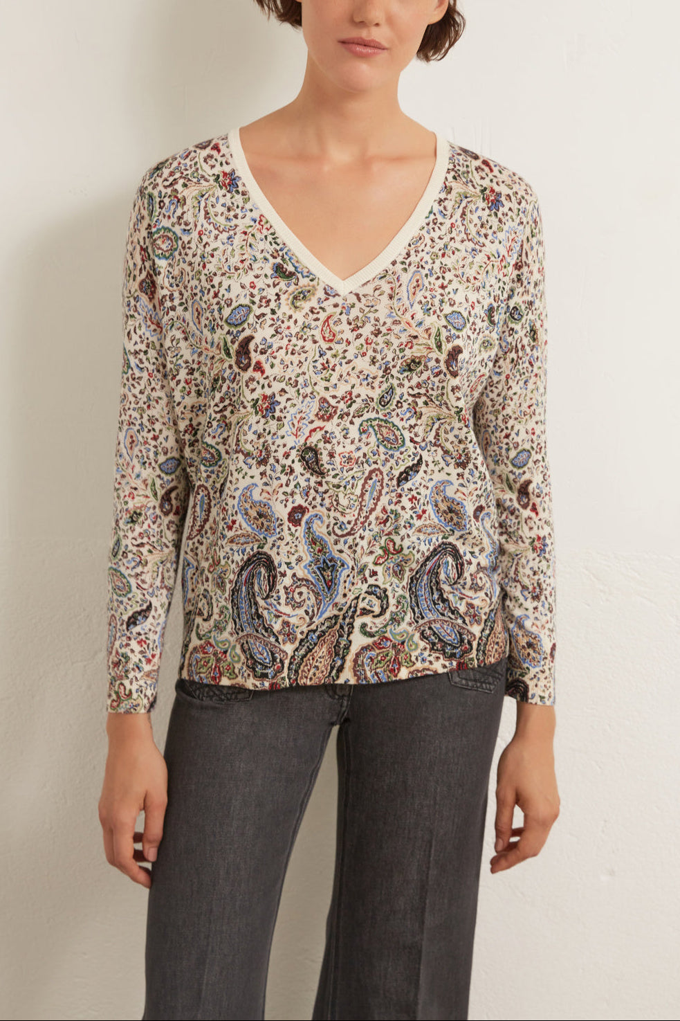 Pull fin en laine à imprimé cachemire Faume - seconde main