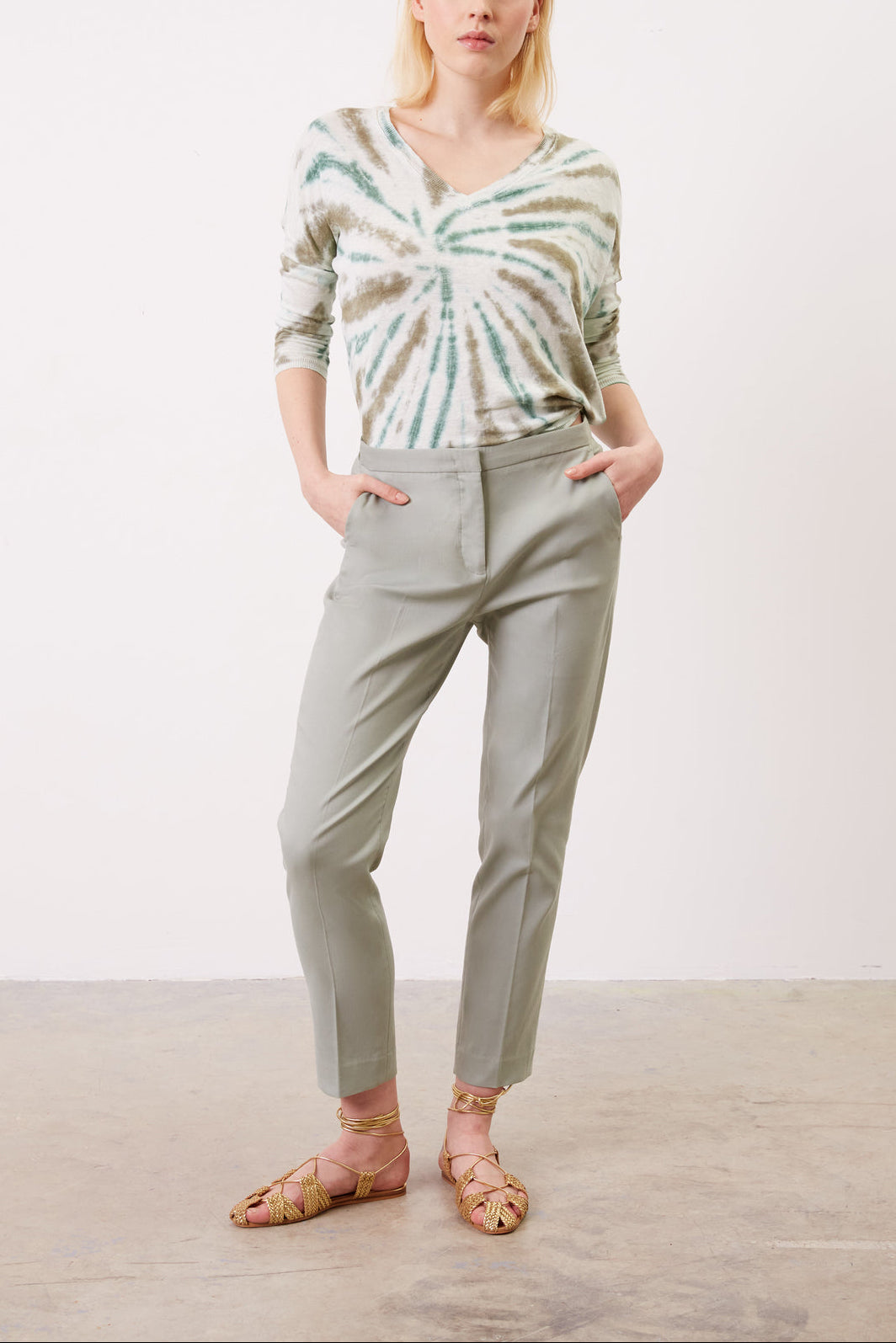 Pantalon droit en coton et dos élastiqué - ELGA Faume - seconde main