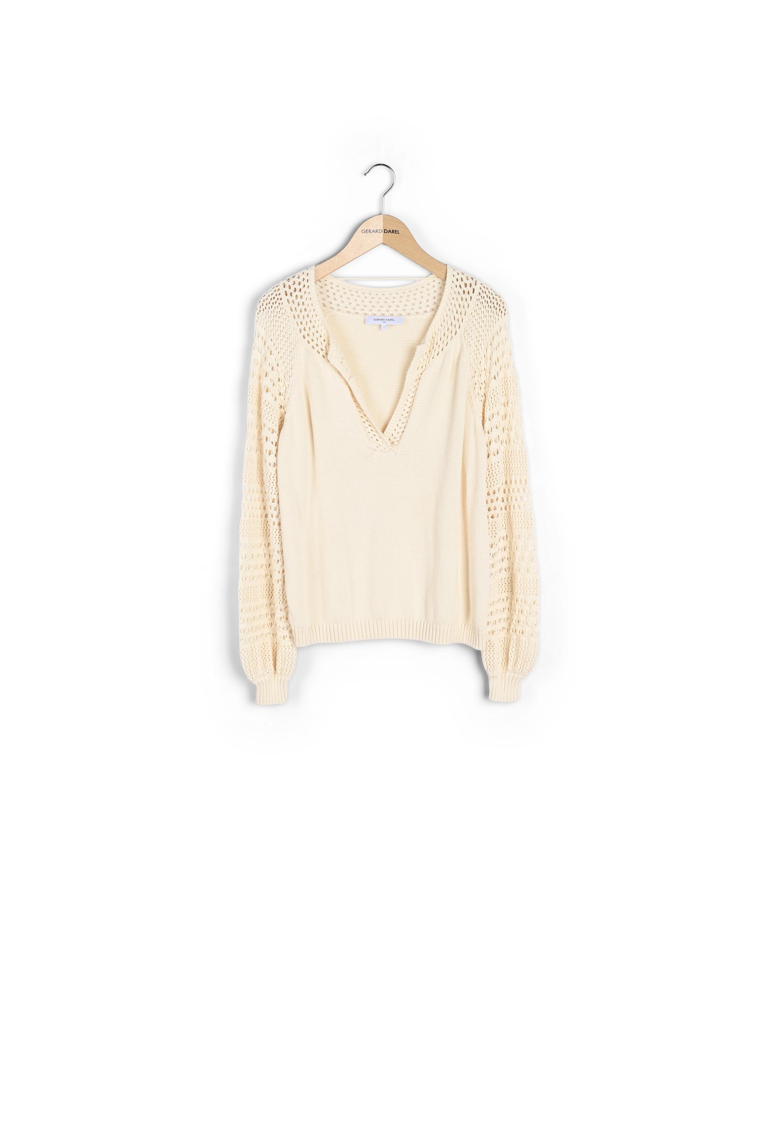 Pull avec manches en crochet - LADY Faume - seconde main