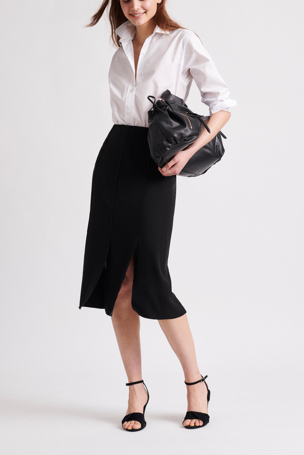 LIVIA - Jupe genoux en crêpe à panneaux Faume - seconde main