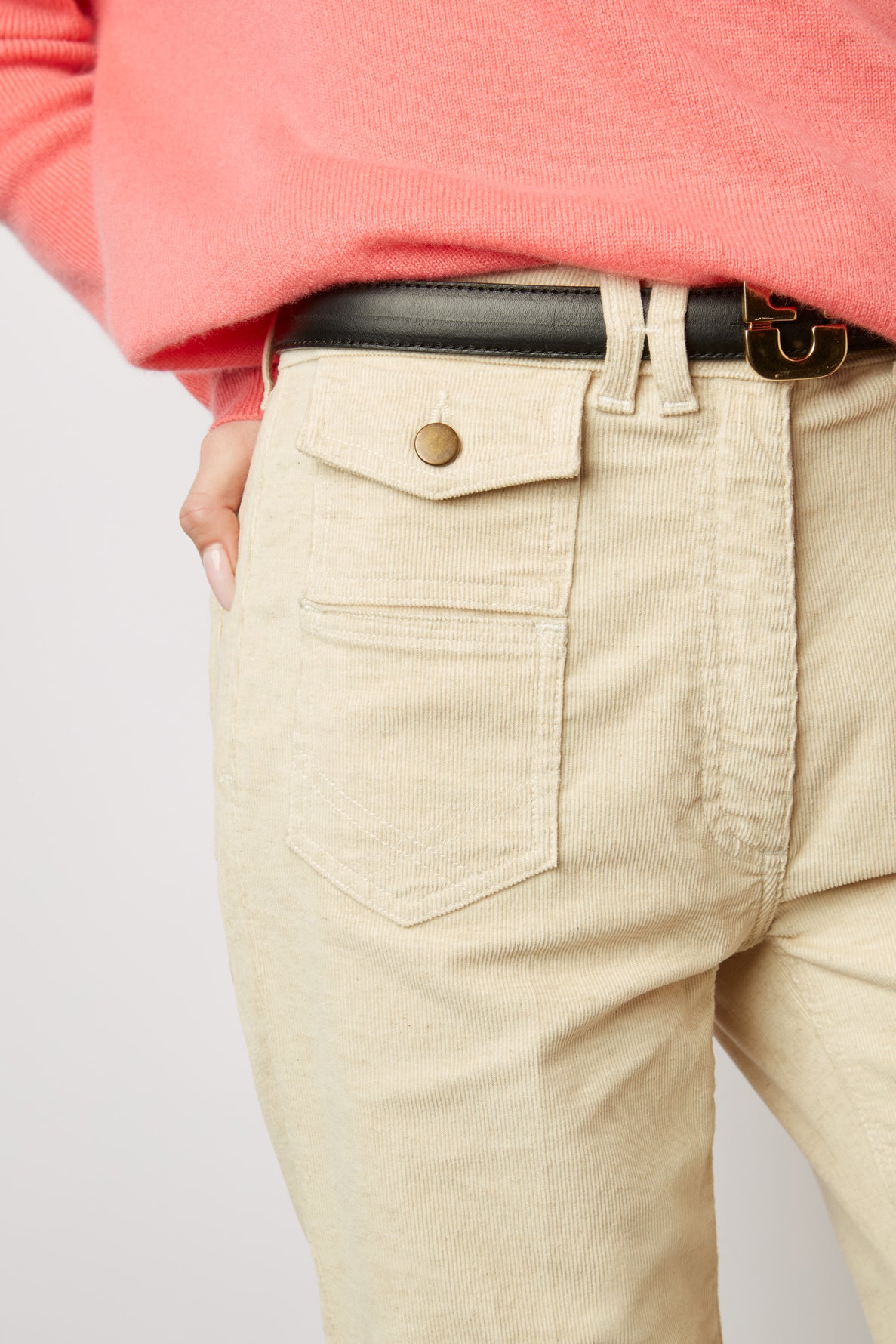 Pantalon flare naturel en velours - ANNA Faume - seconde main