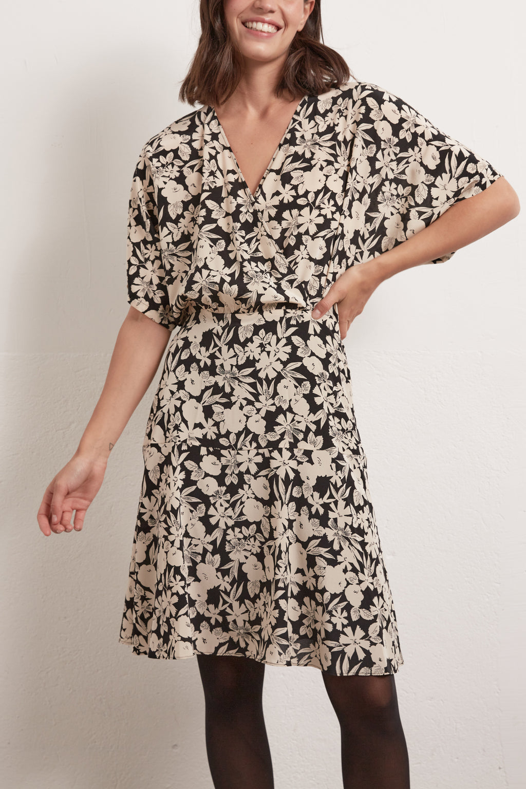 SABRINA - Robe courte en soie imprimée Faume - seconde main