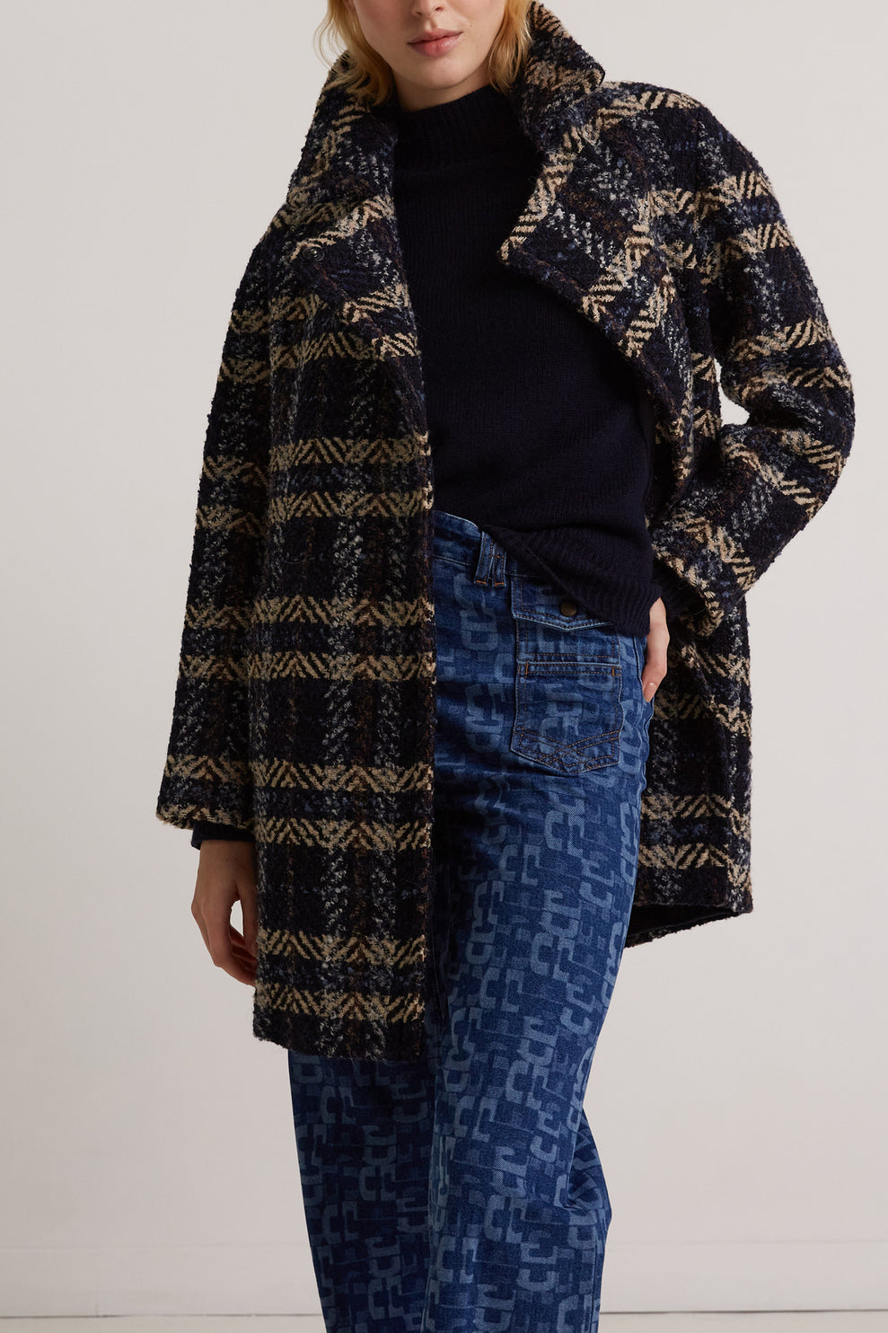 Manteau en prince de galles fantaisie - SOLINE Faume - seconde main