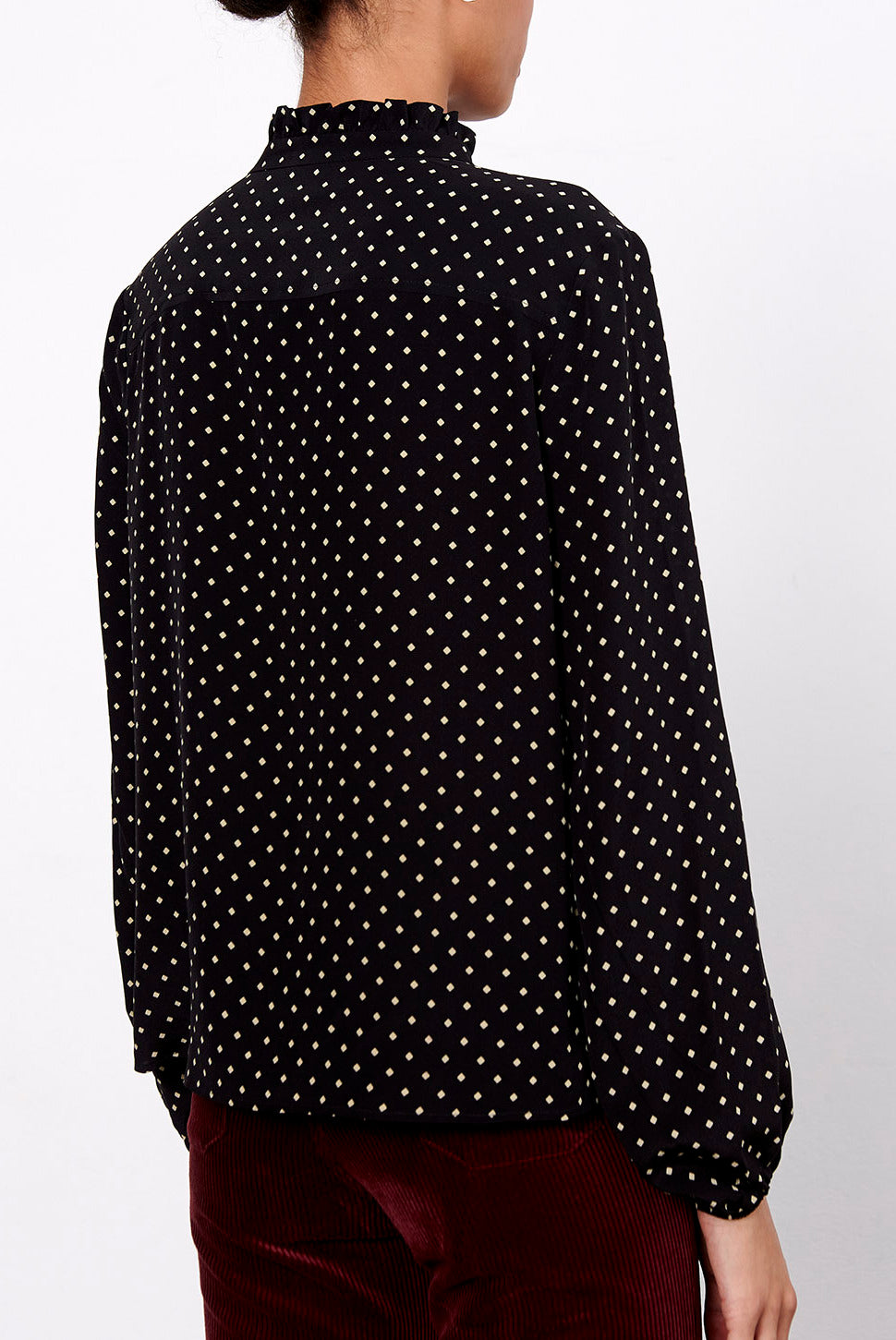 MOANA - Blouse avec mini-losanges en soie Faume - seconde main