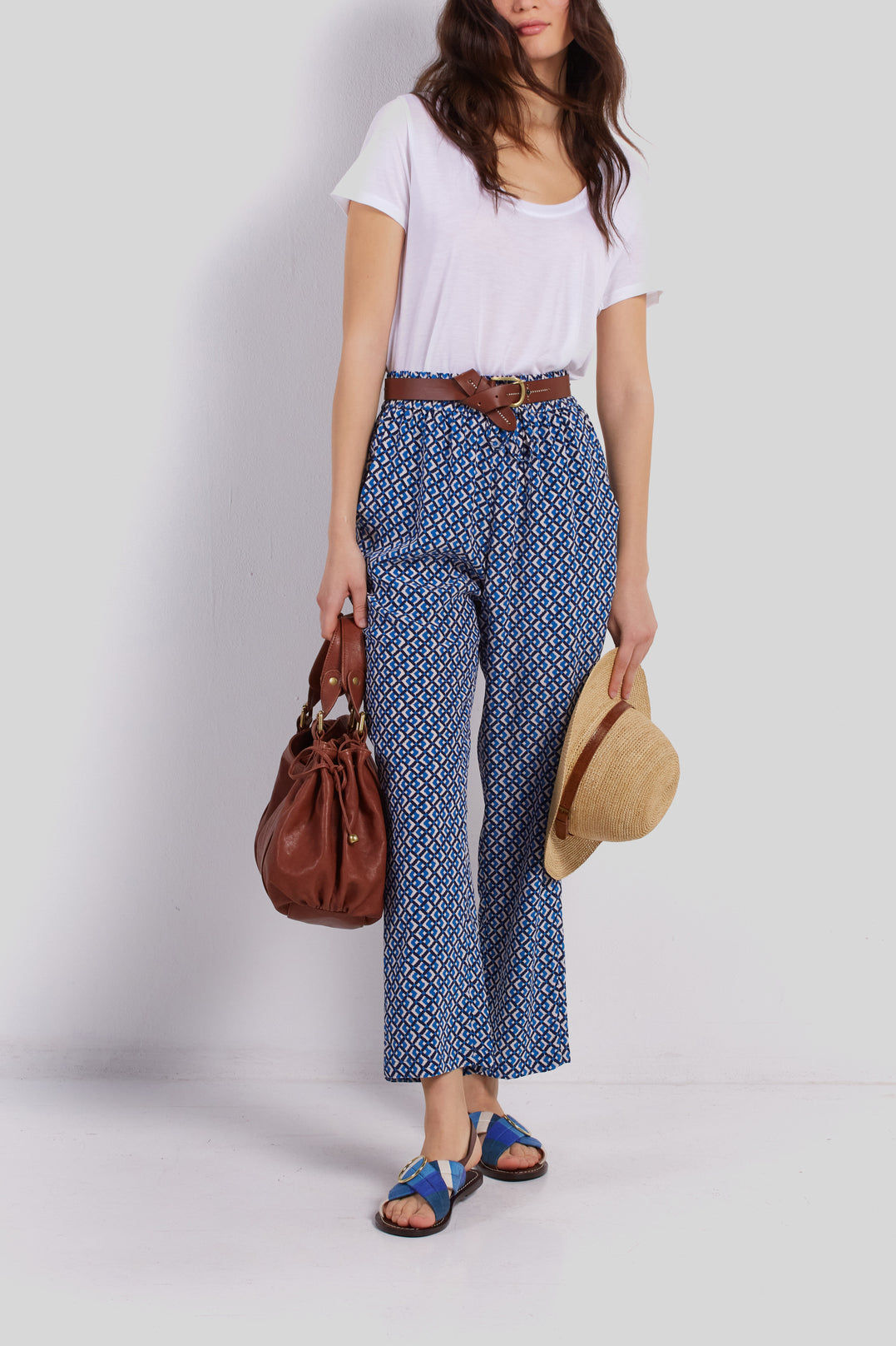 Pantalon en soie à motif - EMMA Faume - seconde main
