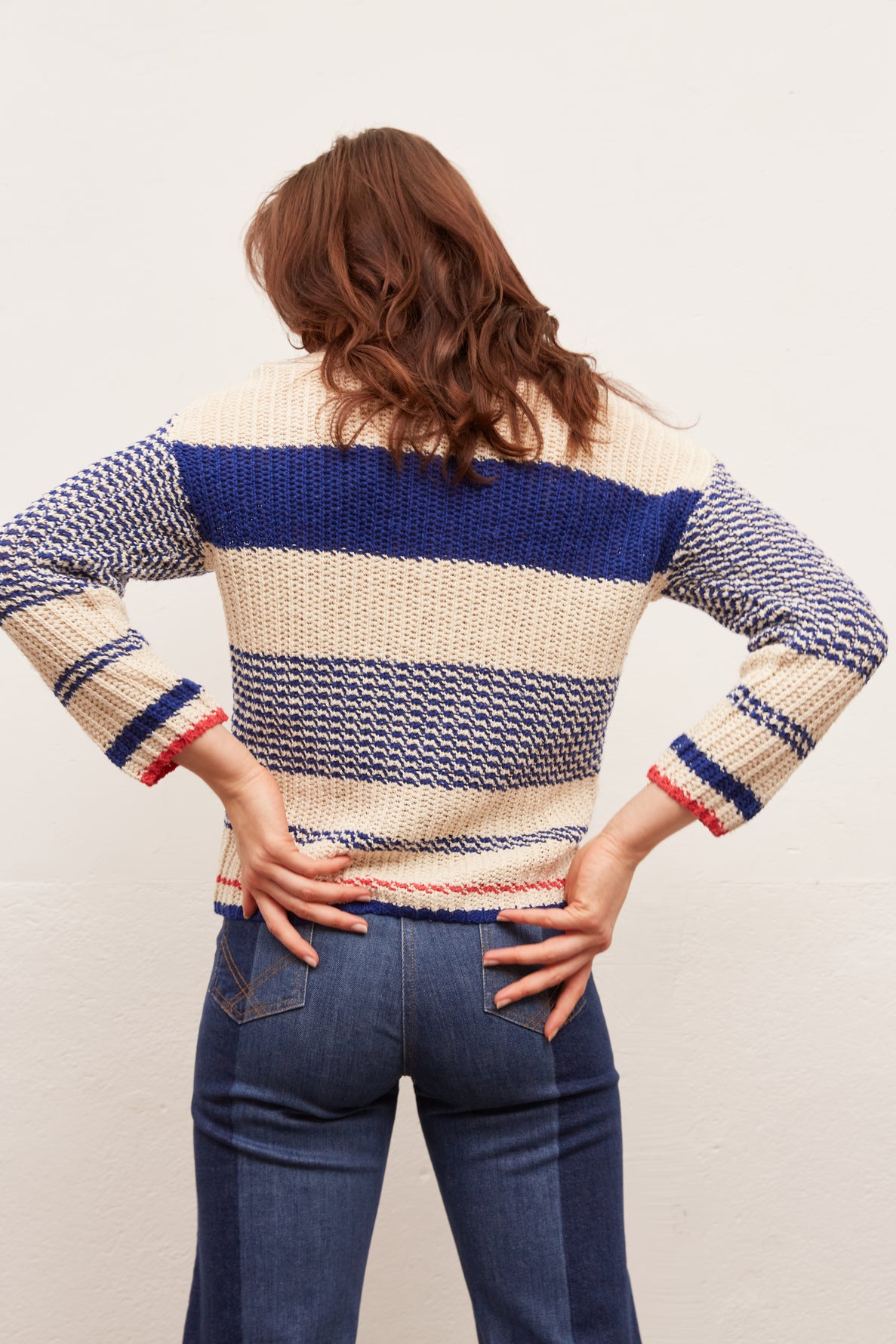 ERMINA - Pull en coton et lin à rayures Faume - seconde main