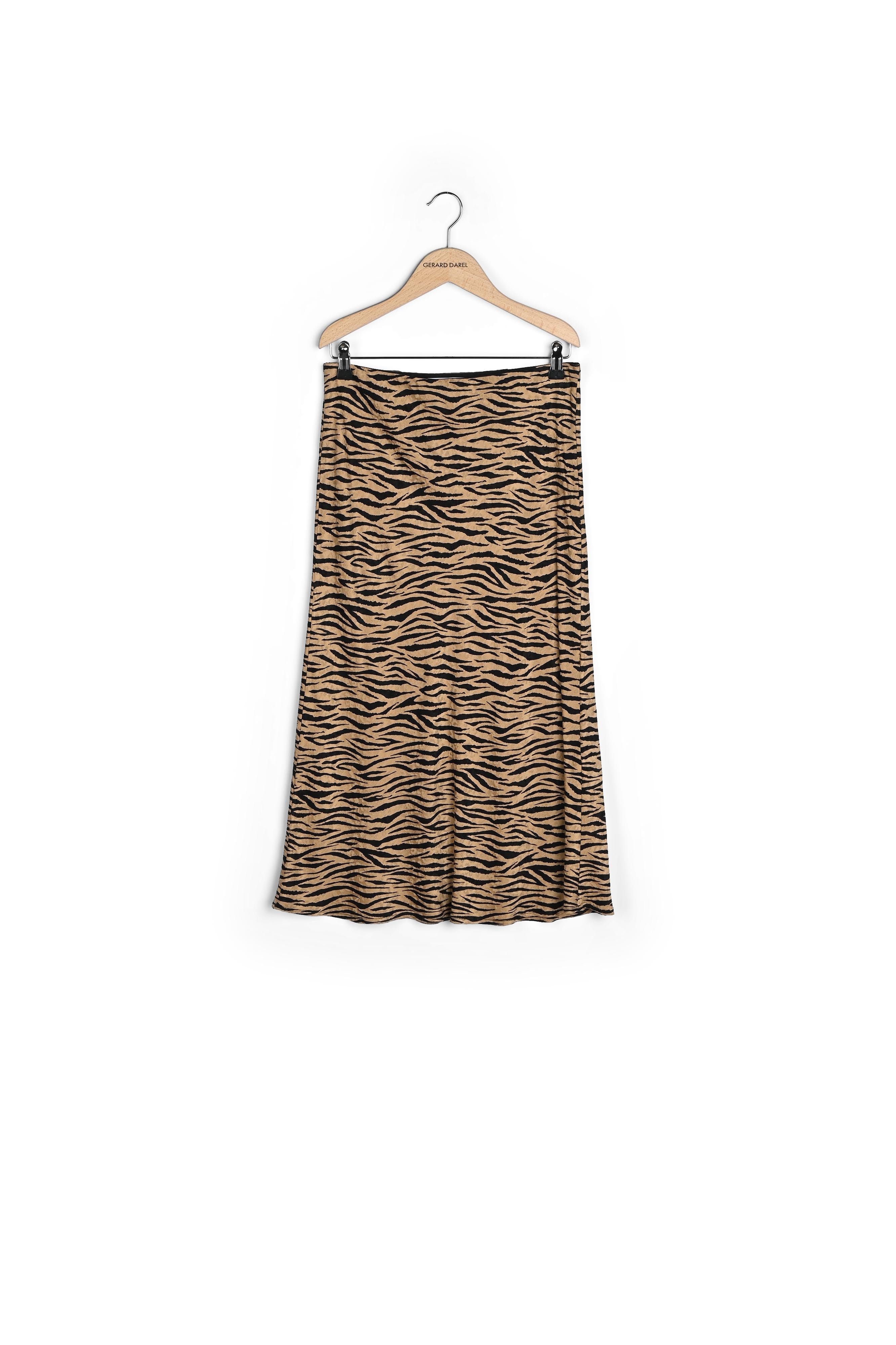 Maria - Jupe midi en cupro à imprimé animalier Faume - seconde main