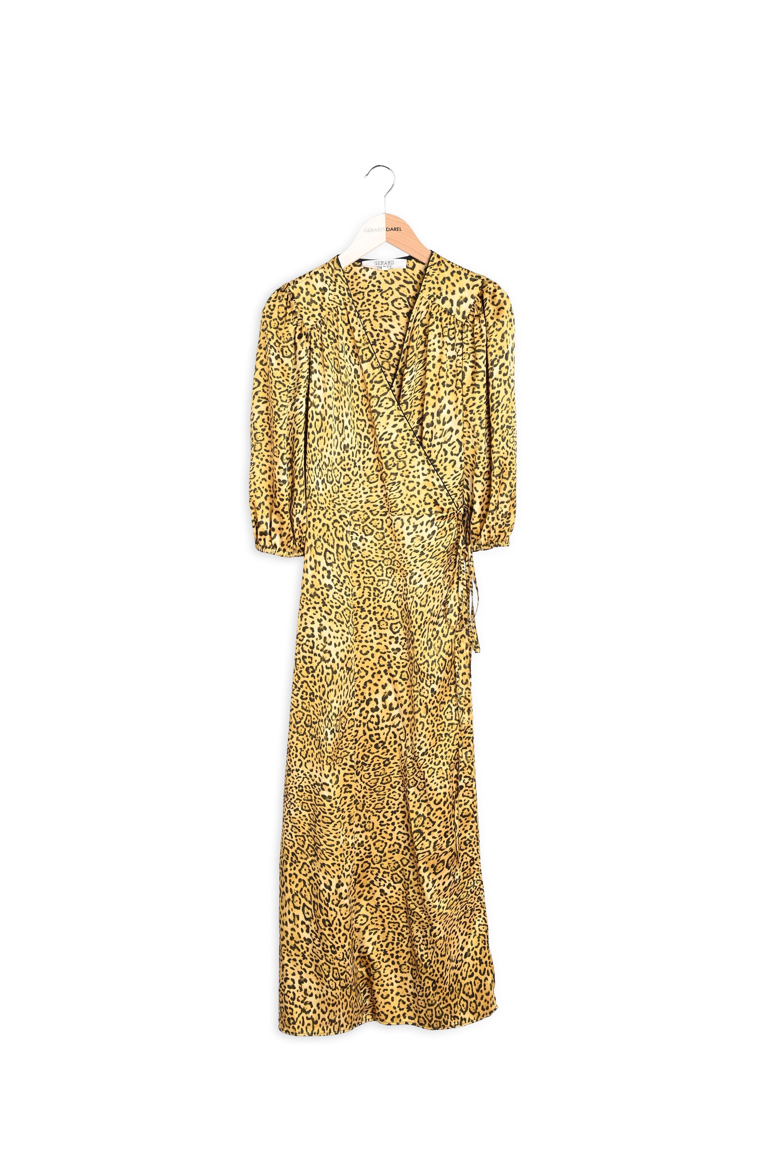 SATYA - Robe longue portefeuille en twill léopard Faume - seconde main