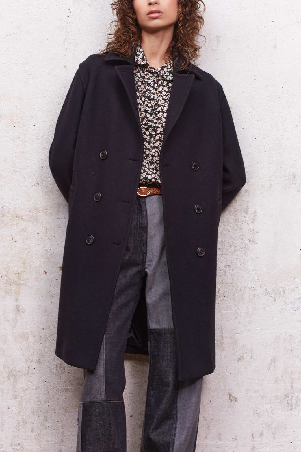 SILYA - Manteau droit en laine vierge Faume - seconde main