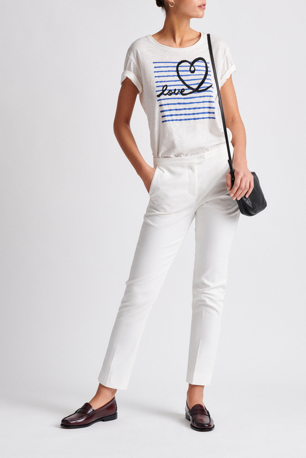 JELENA - Tee-shirt en coton imprimé avec broderie Faume - seconde main