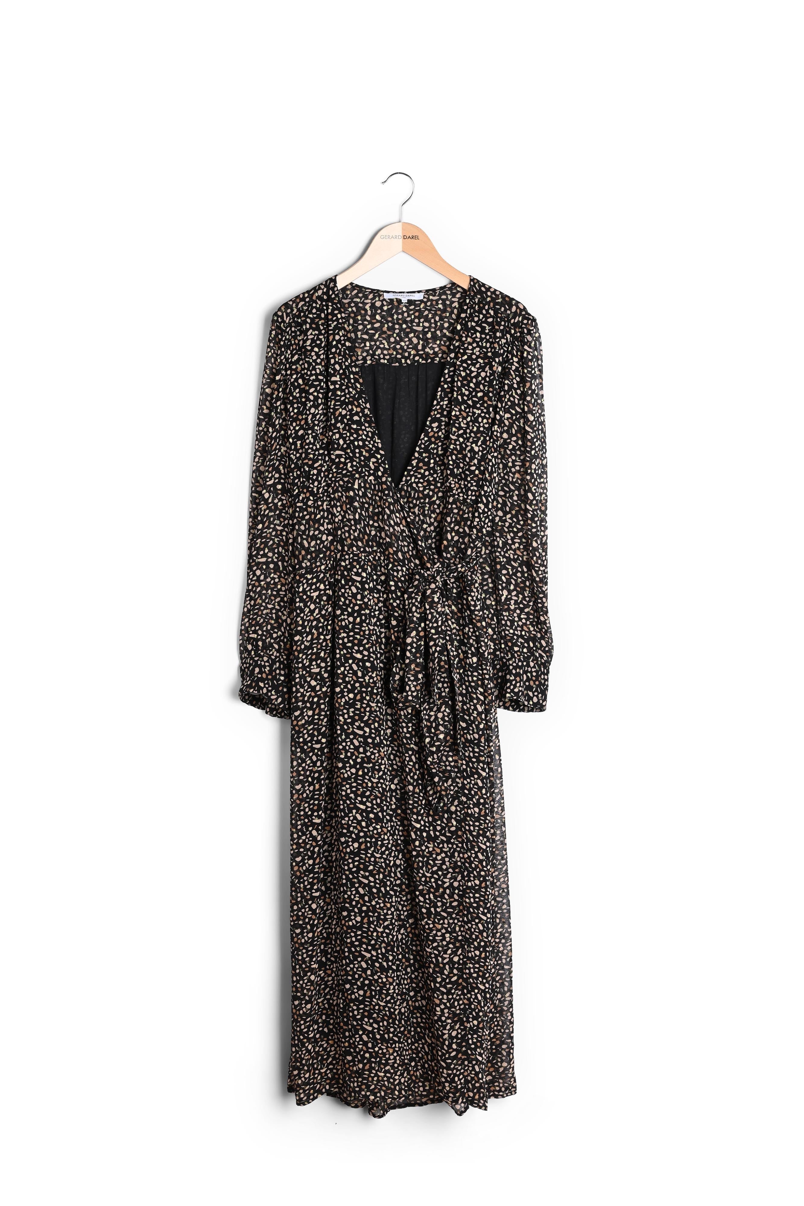 Robe longue portefeuille à motif et fils Lurex - JANE Faume - seconde main