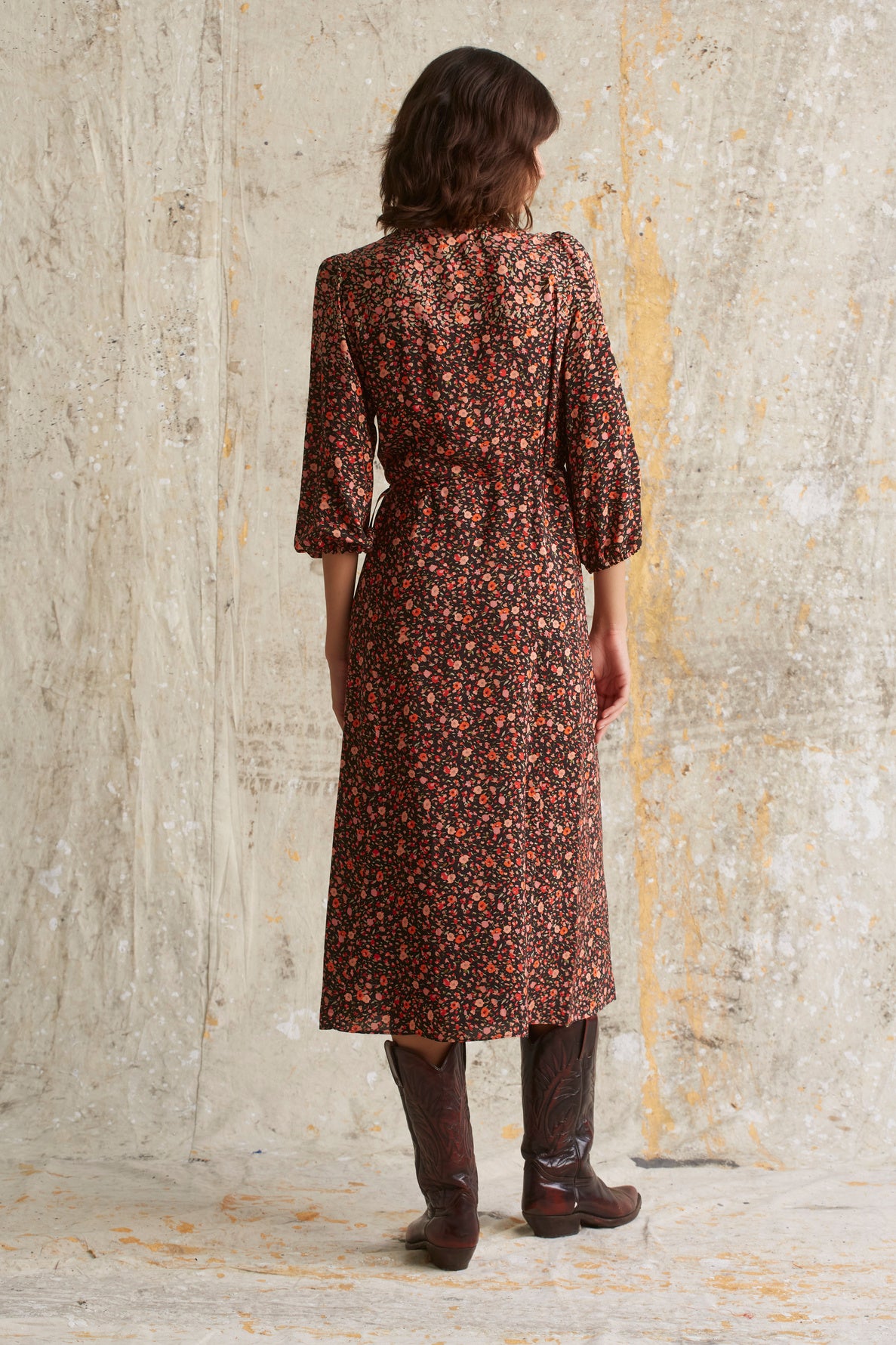 Robe portefeuille à motif fleuri coquelicot Faume - seconde main