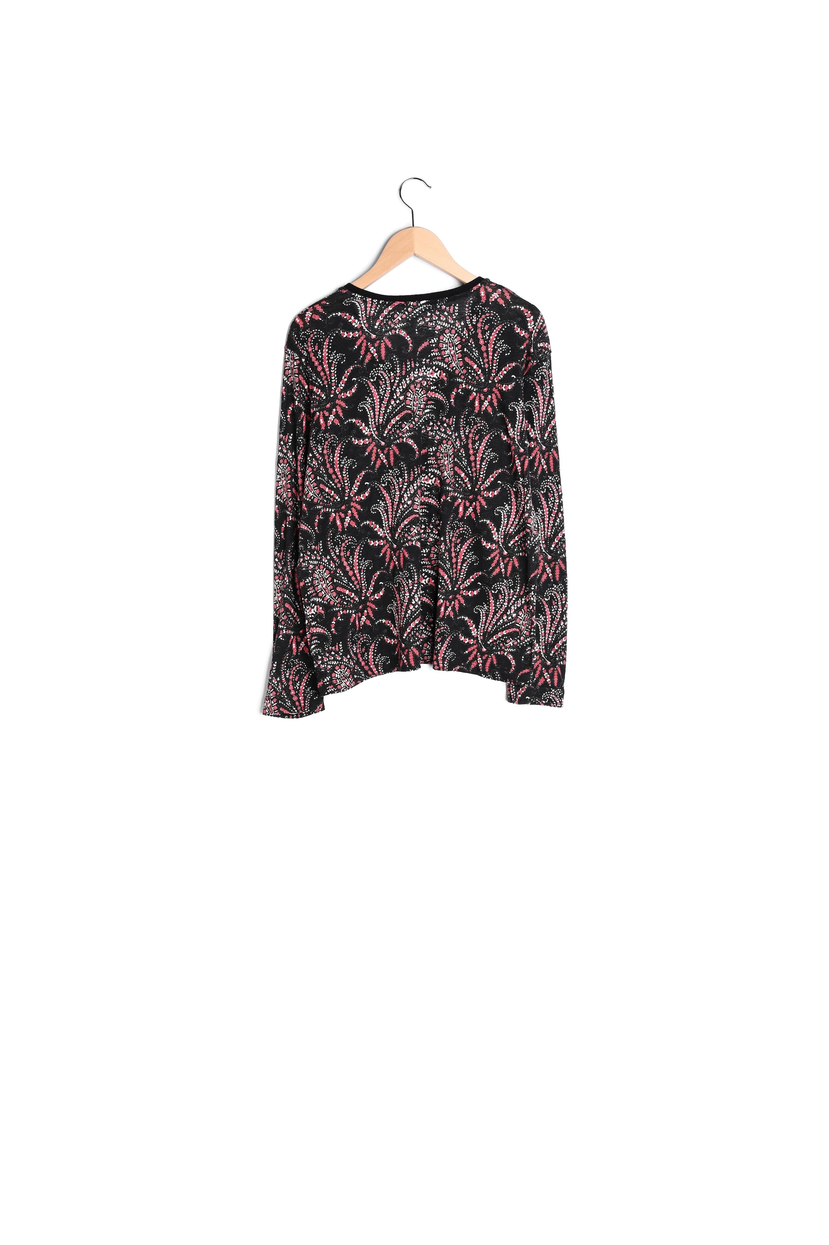 T-shirt imprimé à col V et manches longues - ADELINA Faume - seconde main