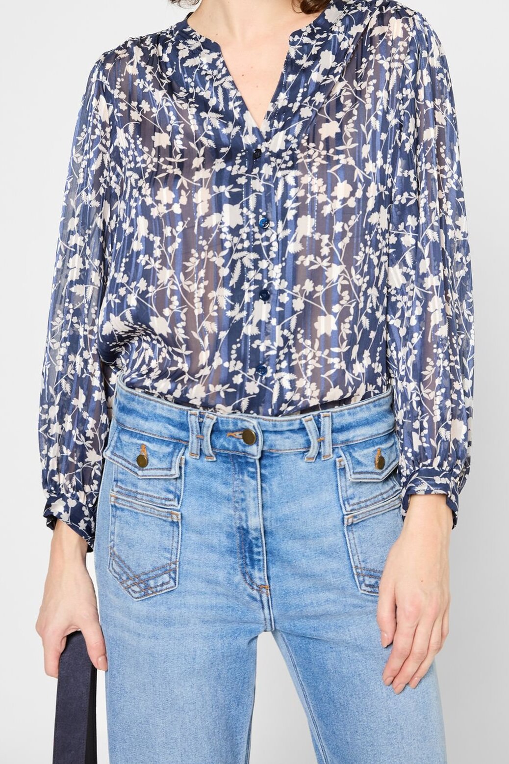 Blouse imprimée à lurex - UZETTE Faume - seconde main