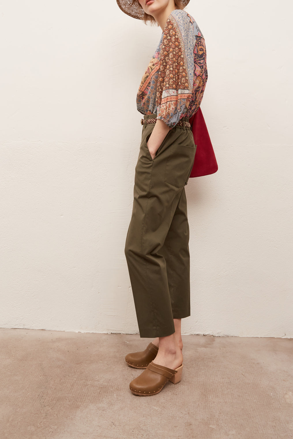 MARLEY - Pantalon 7/8 façon chino en toile Faume - seconde main