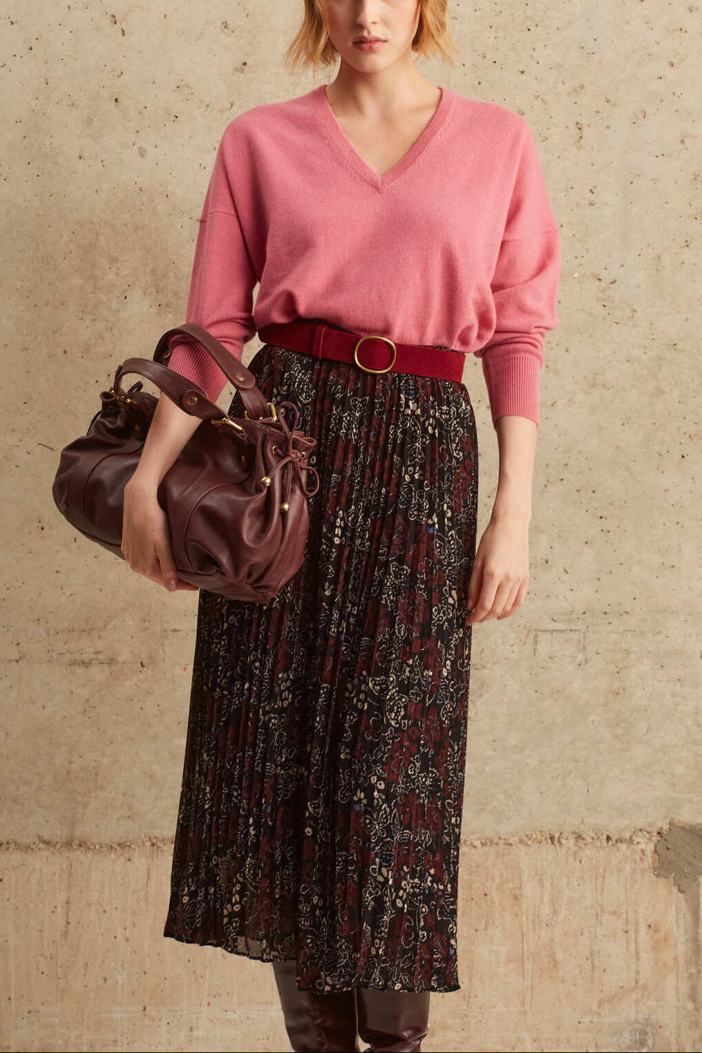 Jupe midi plissée à motif papillon - BALMA Faume - seconde main