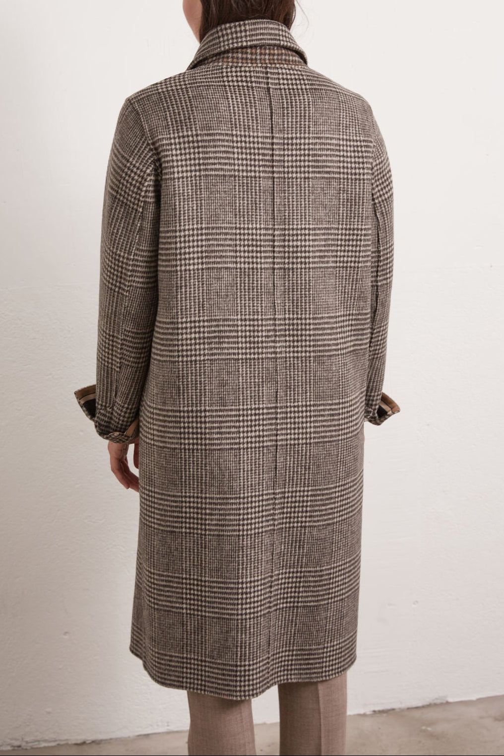 Saly - Manteau en laine pied-de-poule réversible Faume - seconde main