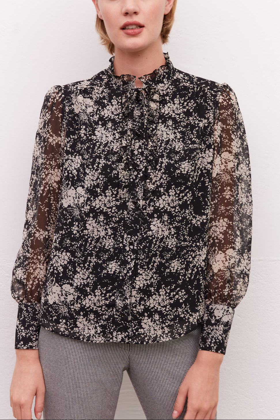 Chemise en voile fleuri et volants - CHADE Faume - seconde main