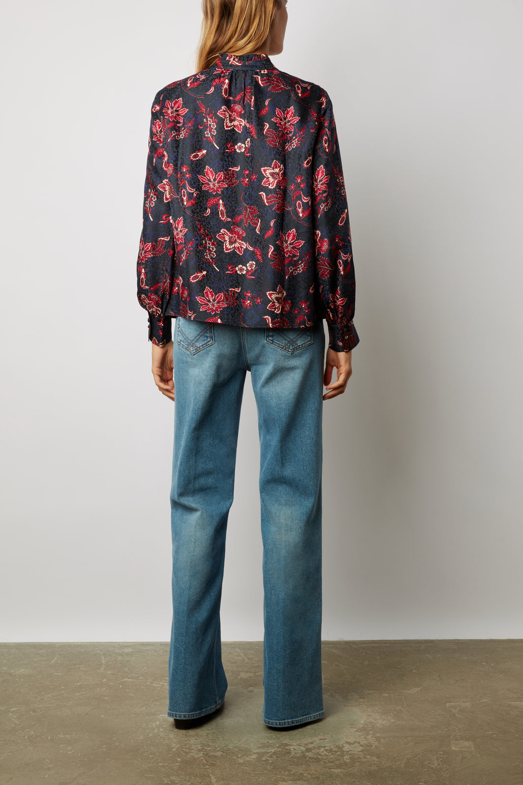 Blouse satinée imprimé grosses fleurs - CECILE Faume - seconde main