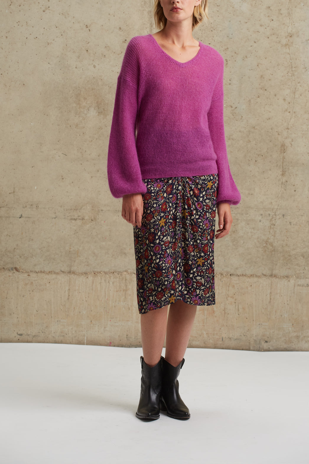 Pull mohair doux à col V - LEXANE Faume - seconde main