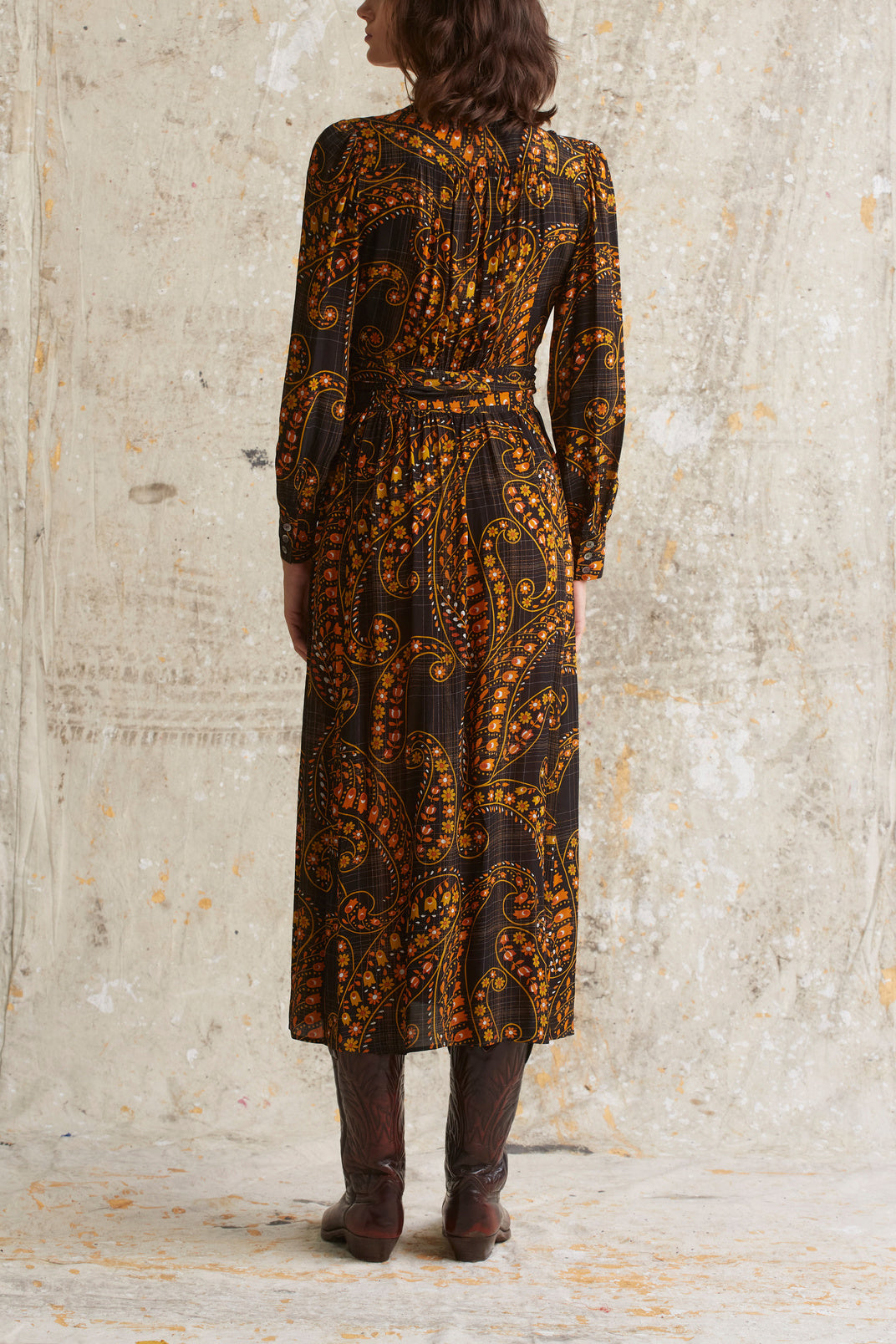 Robe portefeuille imprimé 1970s - JANE Faume - seconde main