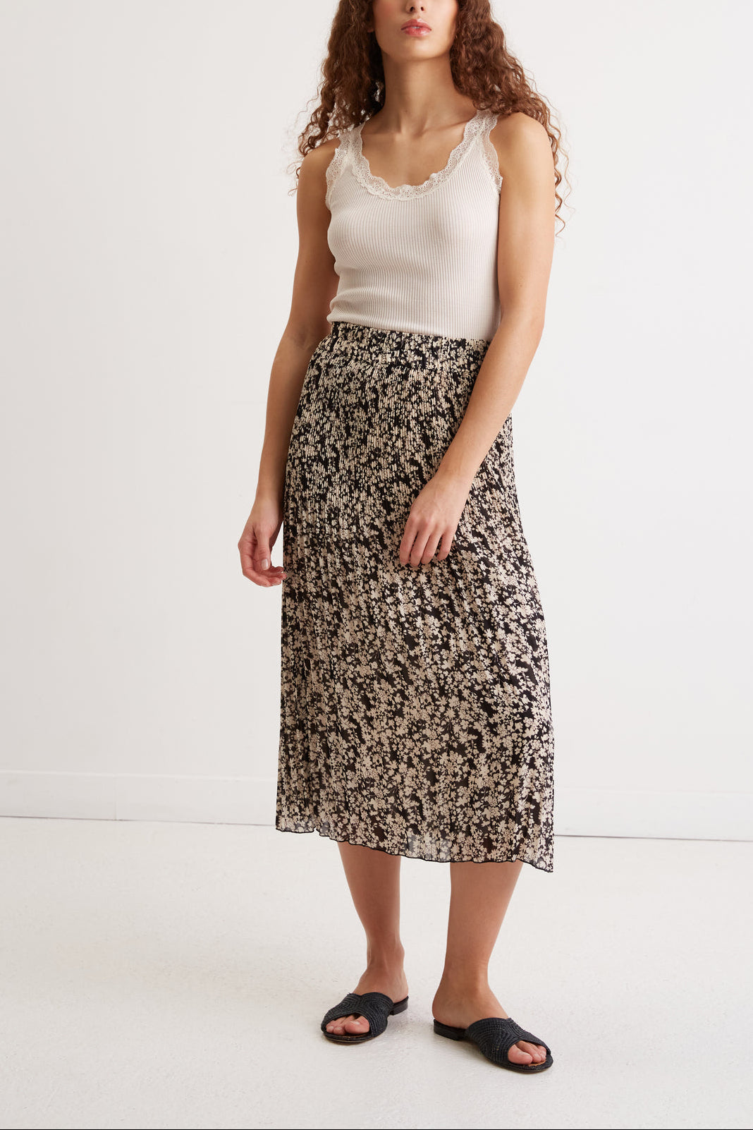 Jupe plissée en crêpe mousseline - BARBARA Faume - seconde main