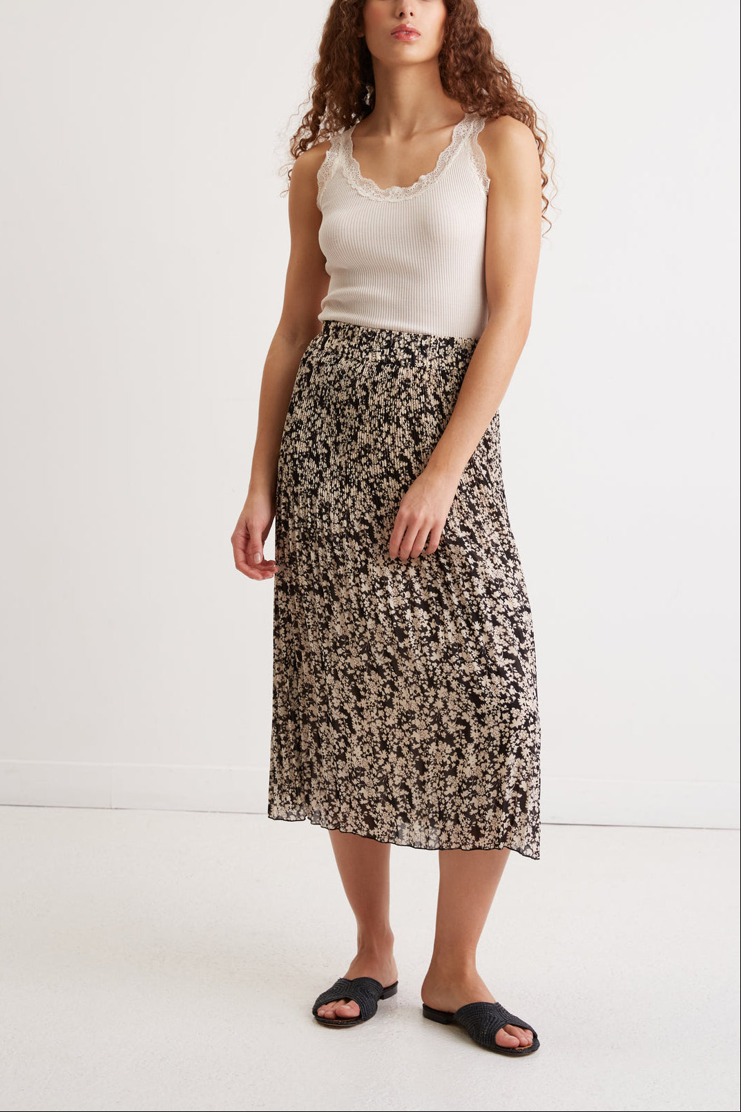 Jupe plissée en crêpe mousseline - BARBARA Faume - seconde main