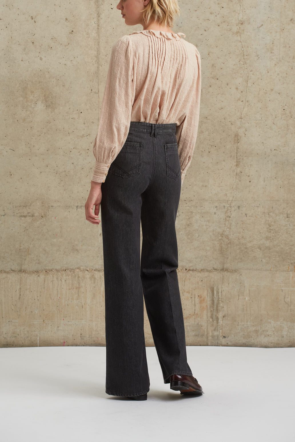 Pantalon large taille haute en jean - MANON Faume - seconde main
