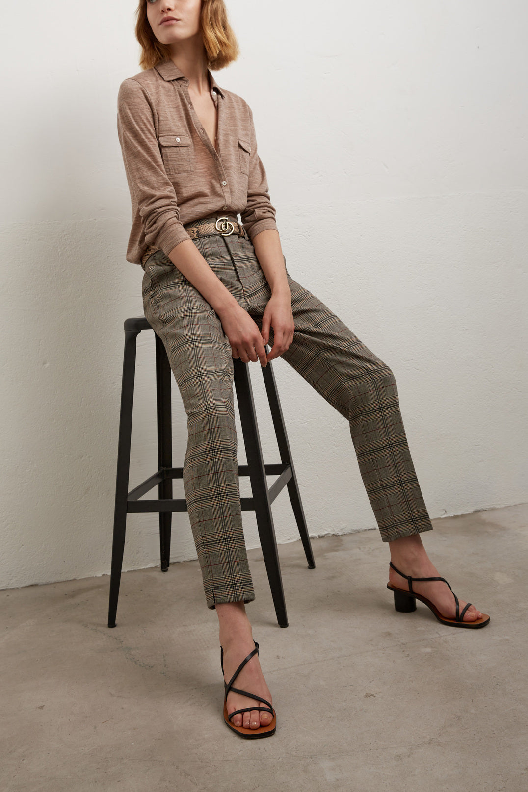 LILLIA - Pantalon 7/8 prince de galles Faume - seconde main