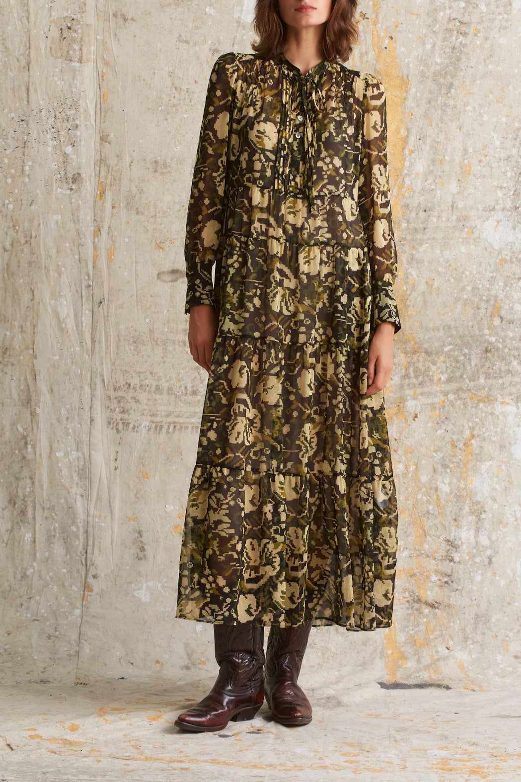 Robe bohème en mousseline à motif Ikat - ADA Faume - seconde main