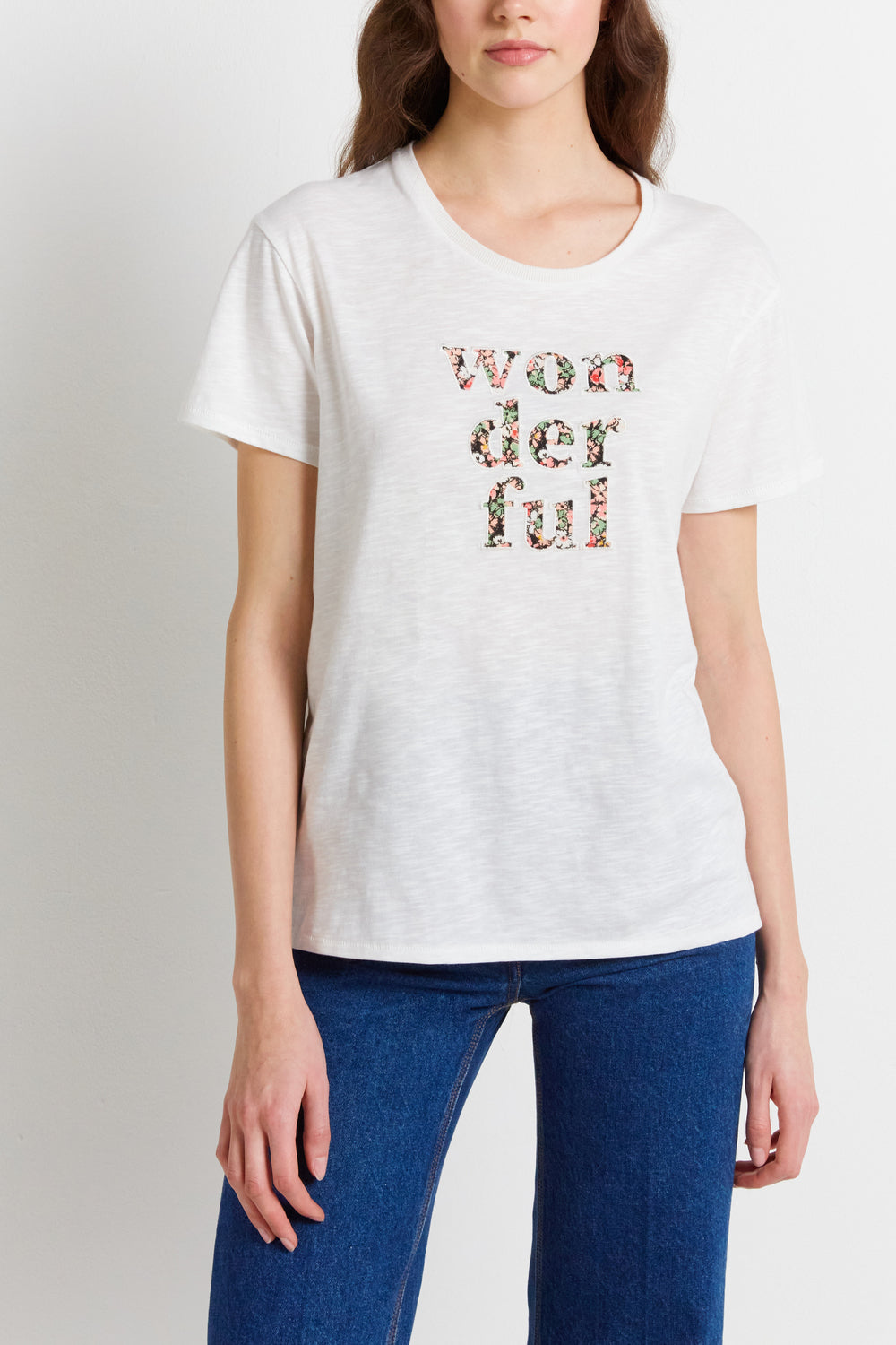 Tee-shirt uni à message fleuri - ALIX Faume - seconde main