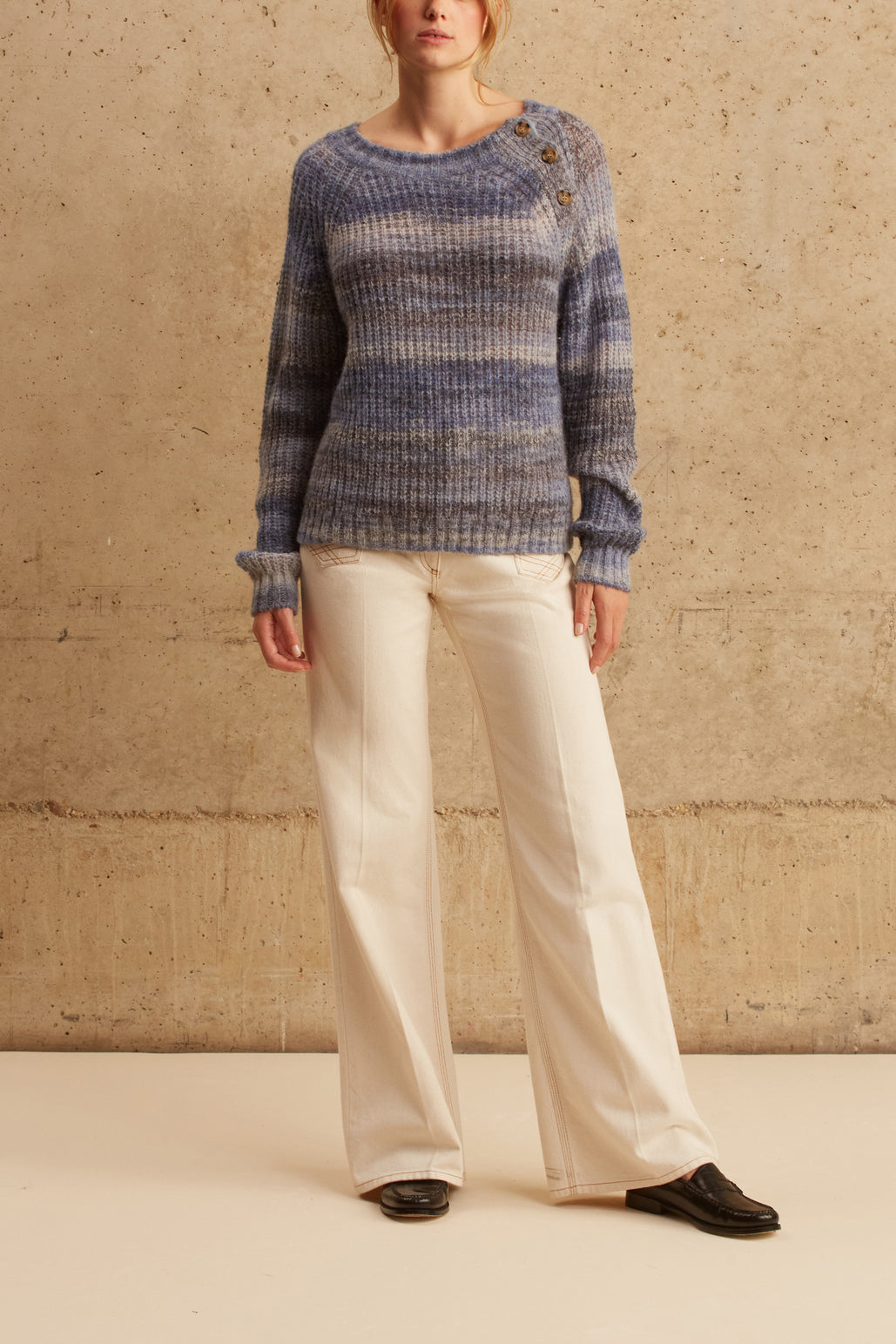 Pull à rayures chinées - LILA Faume - seconde main