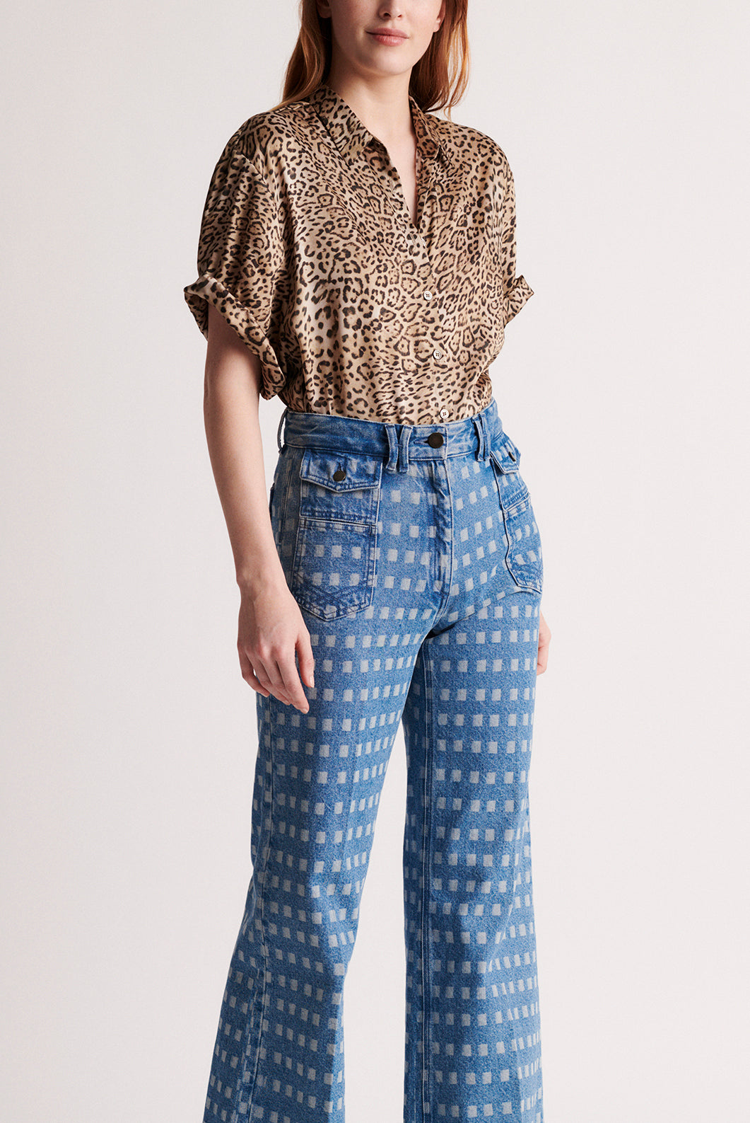 NALINI - Chemise à manches courtes en twill léopard Faume - seconde main