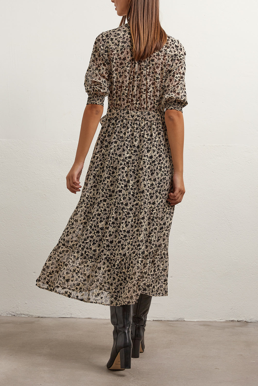 SOLIDEA - Robe longue en mousseline dévorée Faume - seconde main