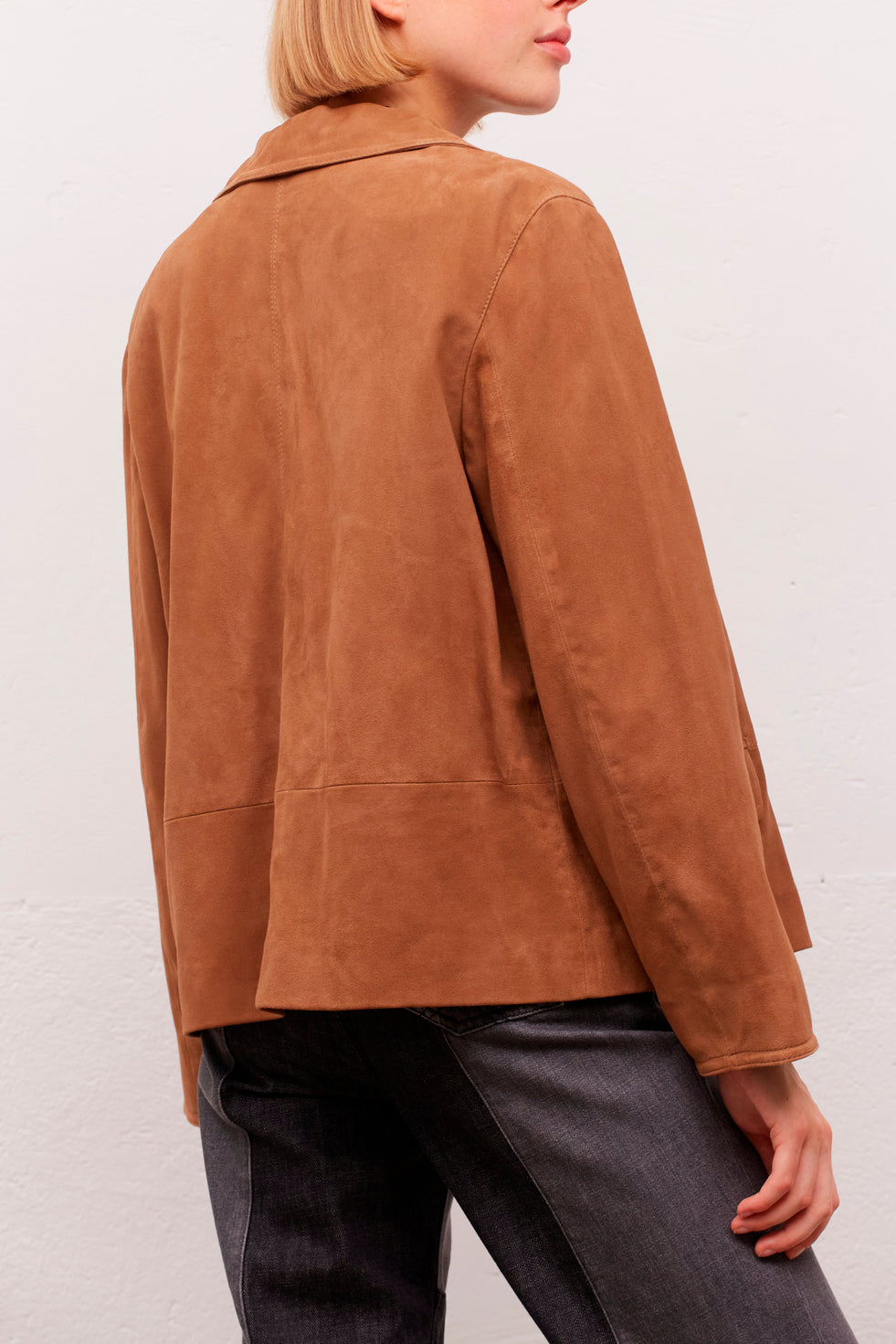 REVA - Veste en cuir de chèvre velours Faume - seconde main