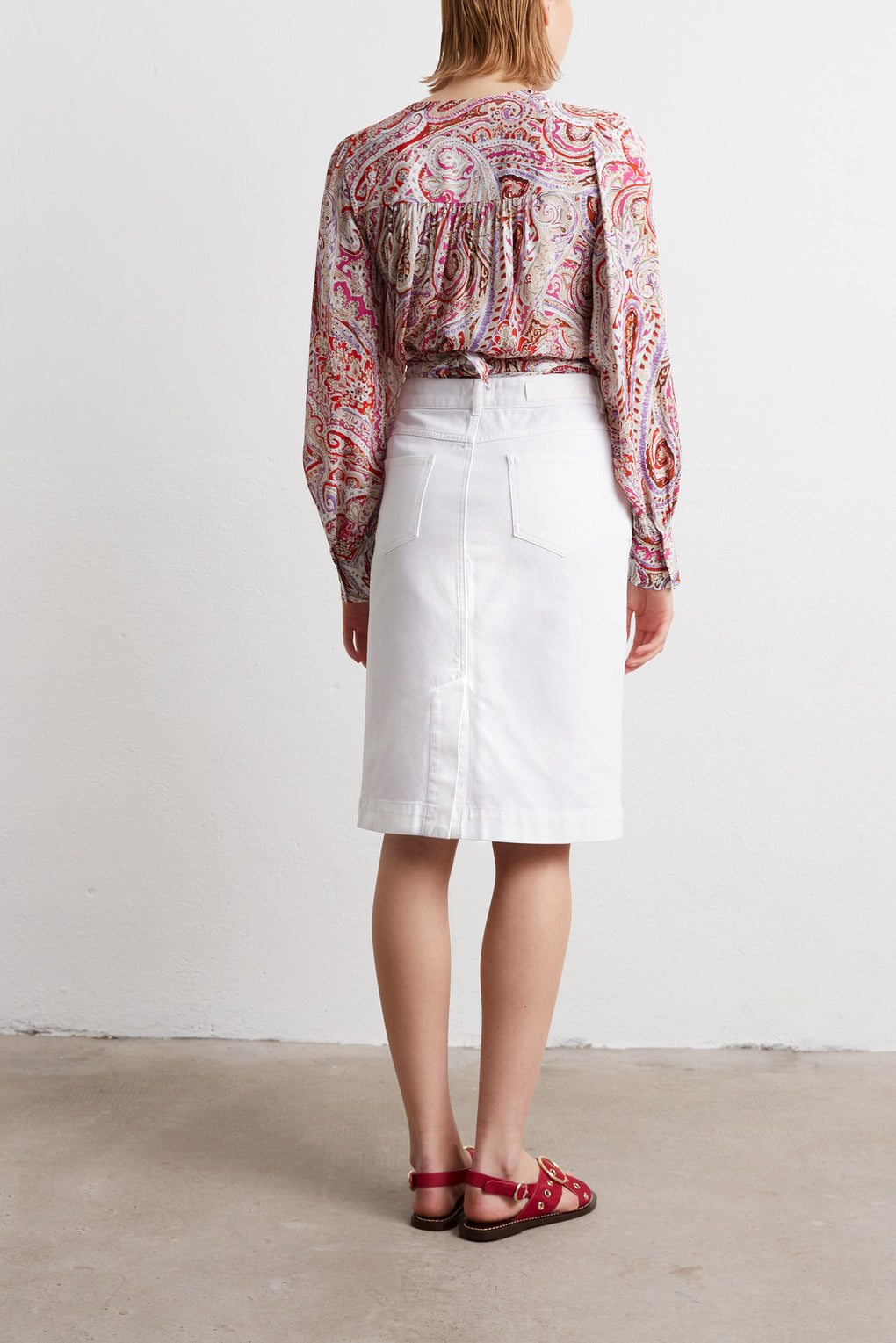 LOLA - Jupe crayon en coton Stretch Faume - seconde main