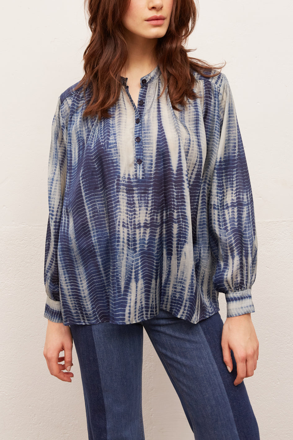 NAIM - Blouse en soie Tie and Dye Faume - seconde main