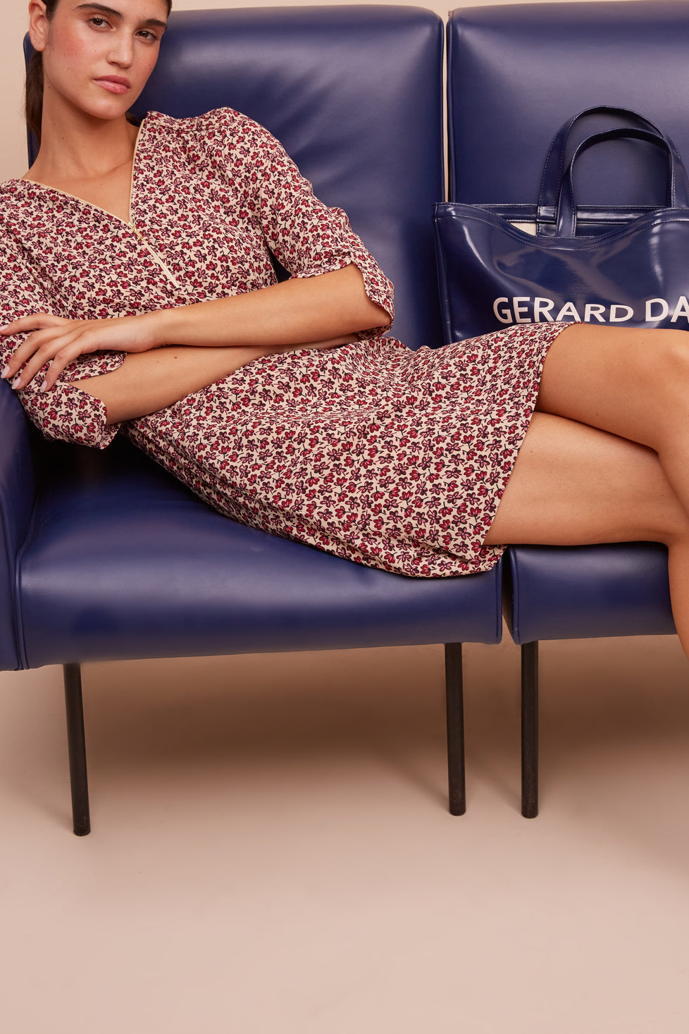 Robe fleurie avec encolure zippée - JAHLYA Faume - seconde main