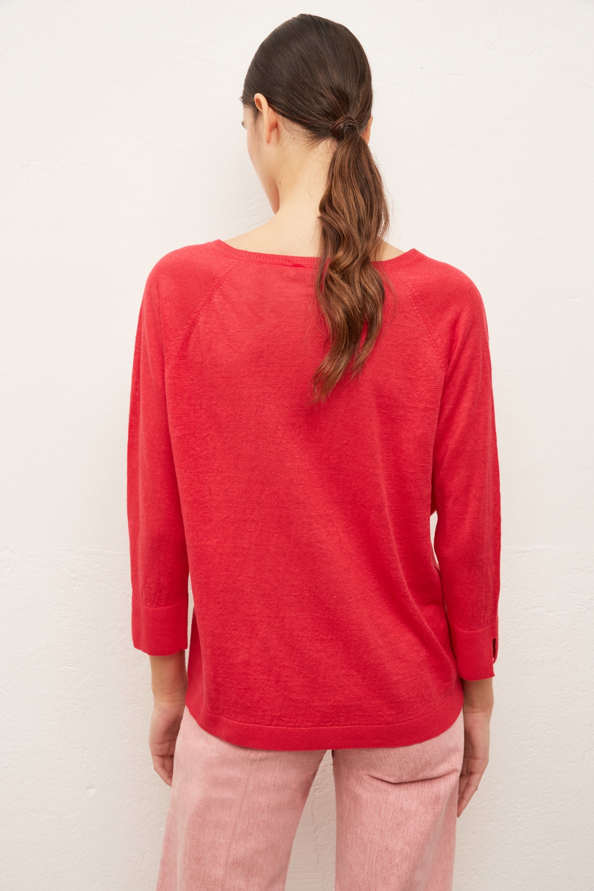 EVANNA - Pull V en lin et soie Faume - seconde main