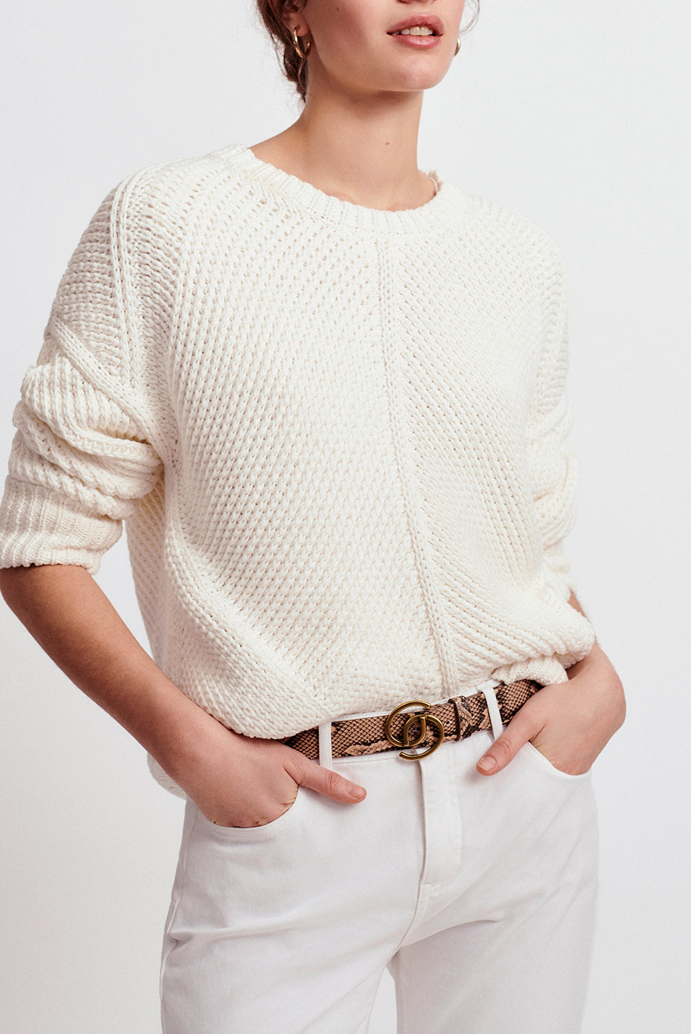 ERIN - Pull en maille de coton en point fantaisie Faume - seconde main