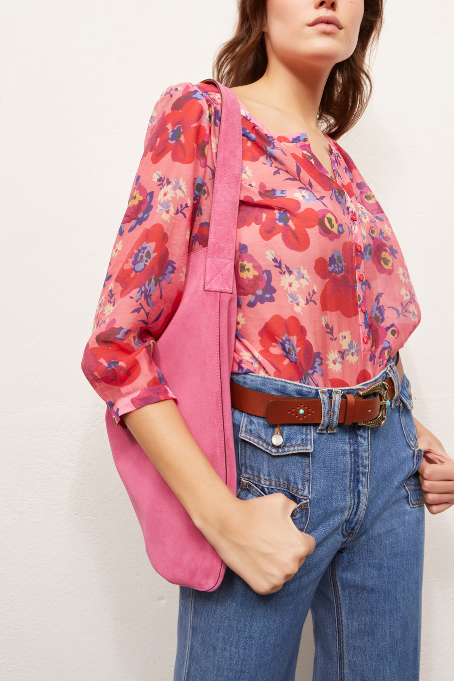 NICOLE - Blouse légère à imprimé floral Faume - seconde main