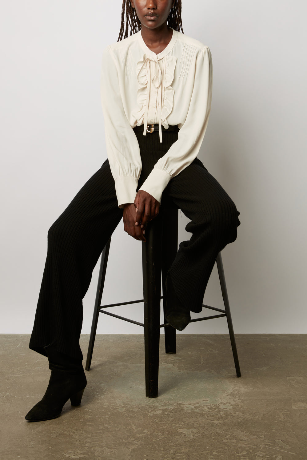 Pantalon large en maille côtelée - EMALIA Faume - seconde main