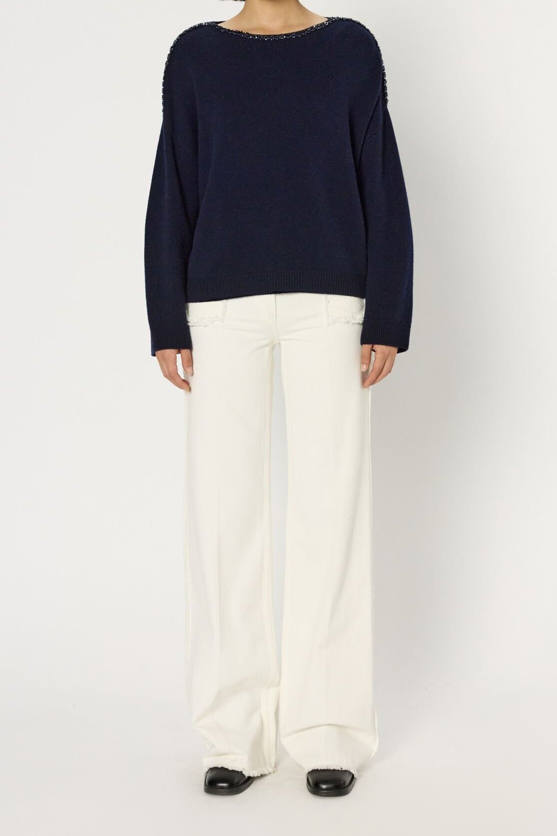 Pull ample en laine à strass - ESME Faume - seconde main