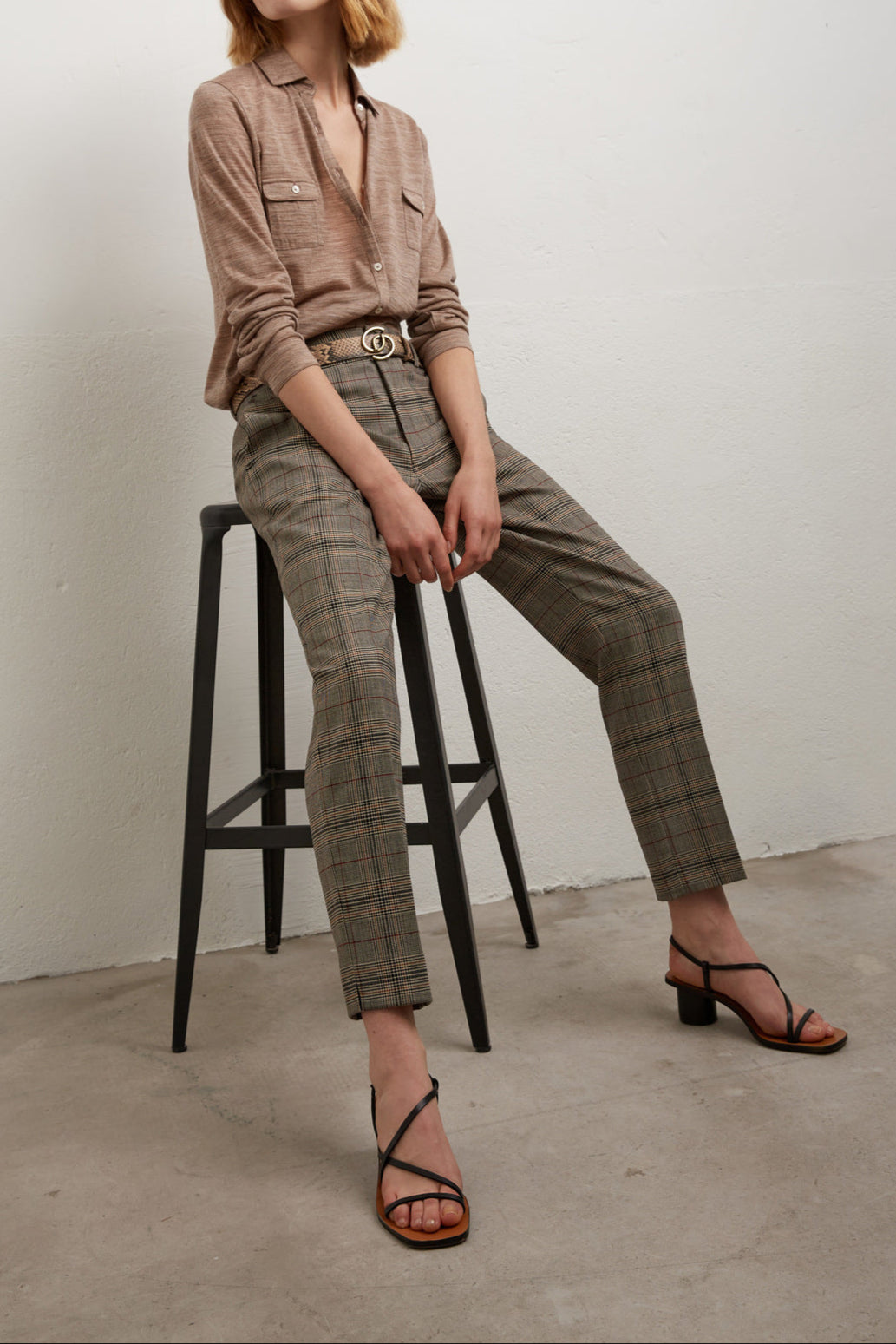 LILLIA - Pantalon 7/8 prince de galles Faume - seconde main